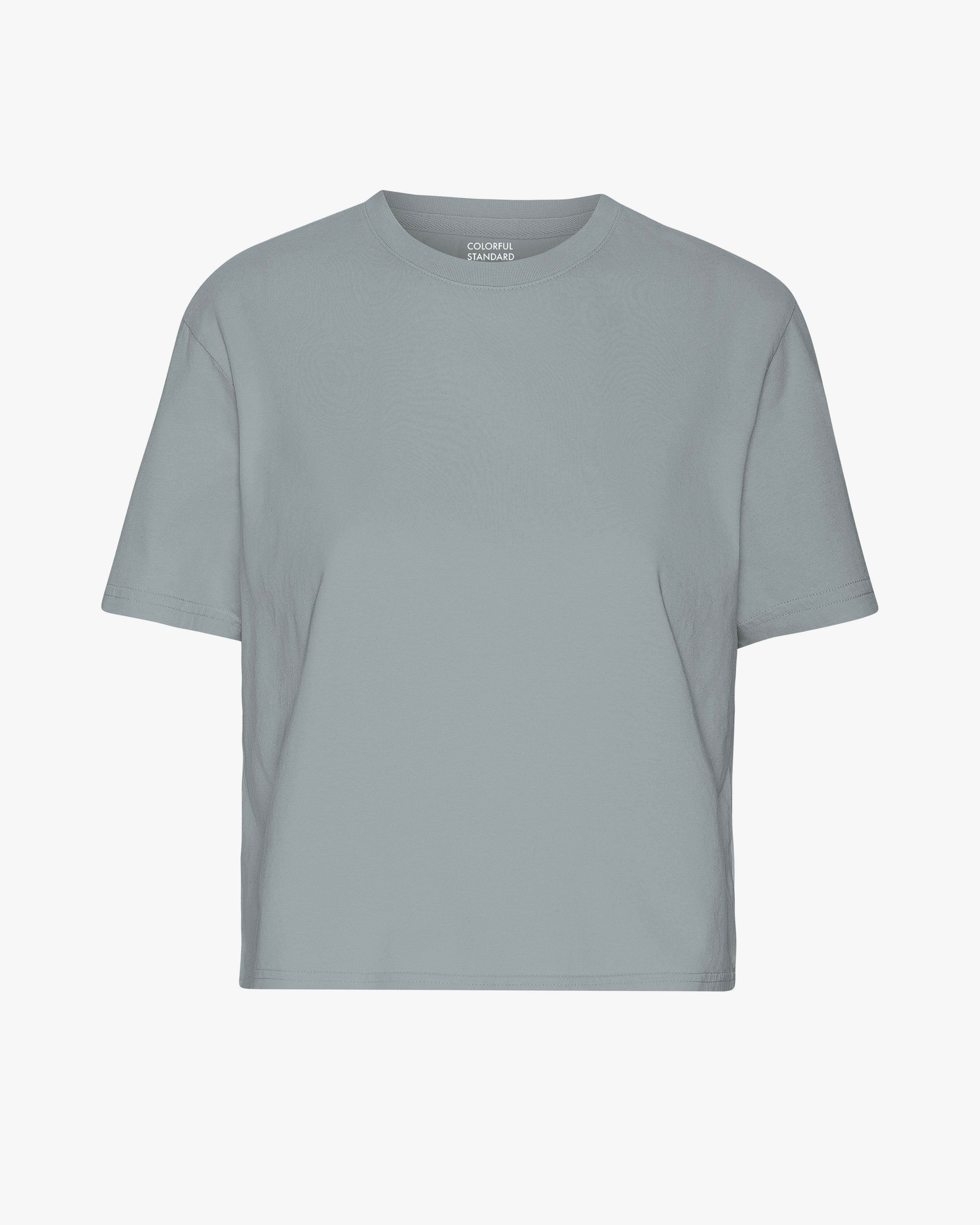 Organic Boxy Crop Tee - Steel Blue