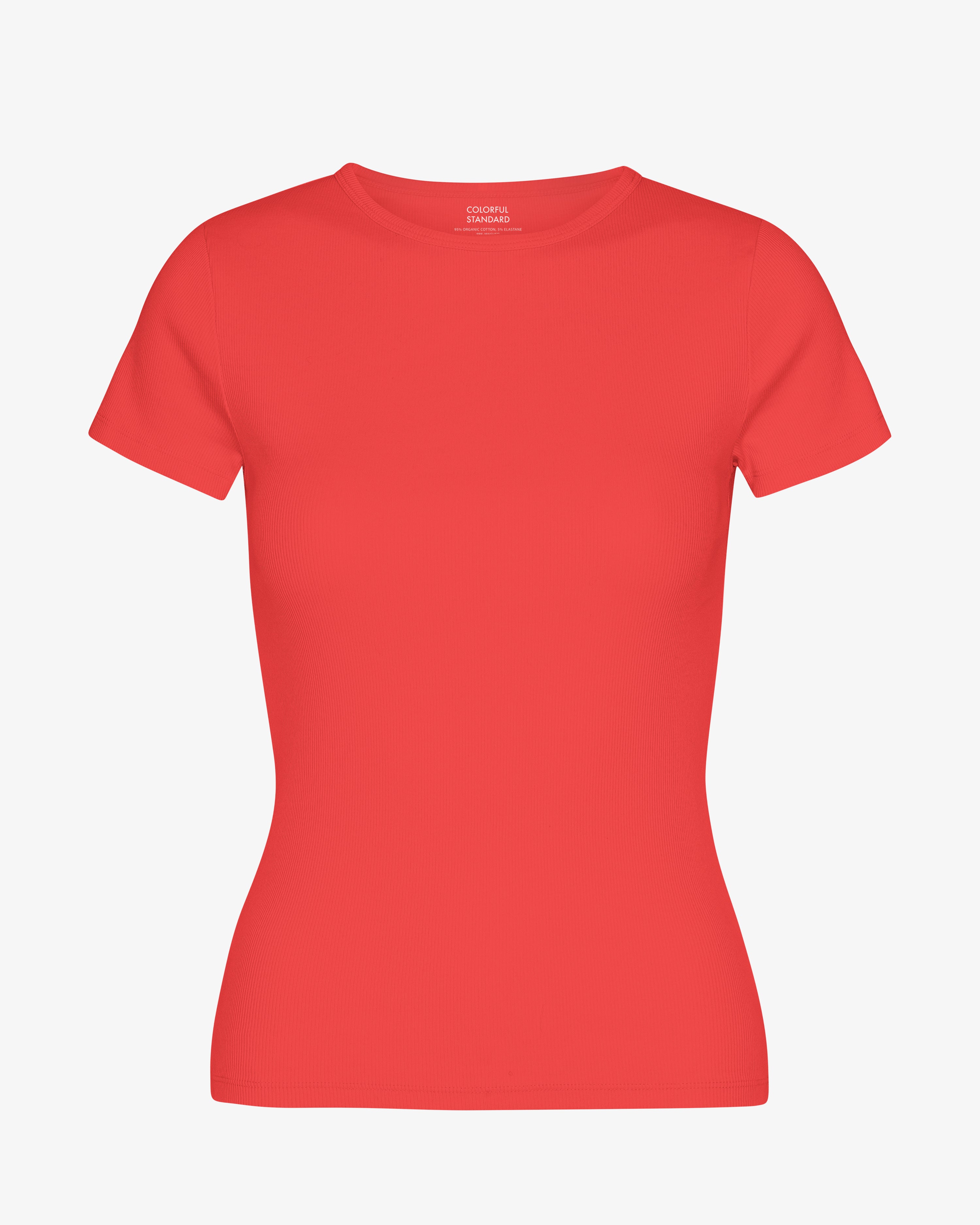 Organic Rib T-Shirt - Red Tangerine