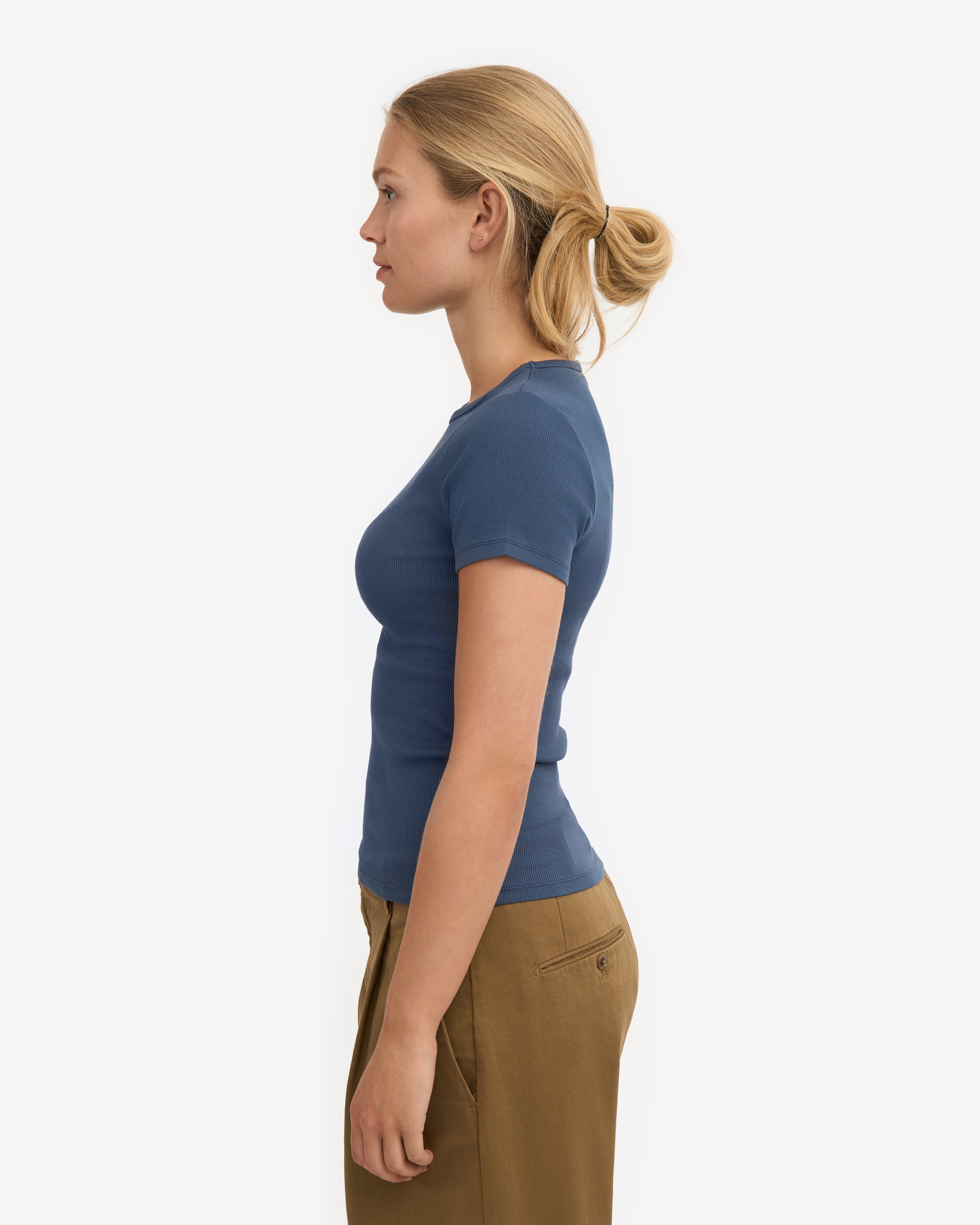 Organic Rib T-Shirt - Petrol Blue