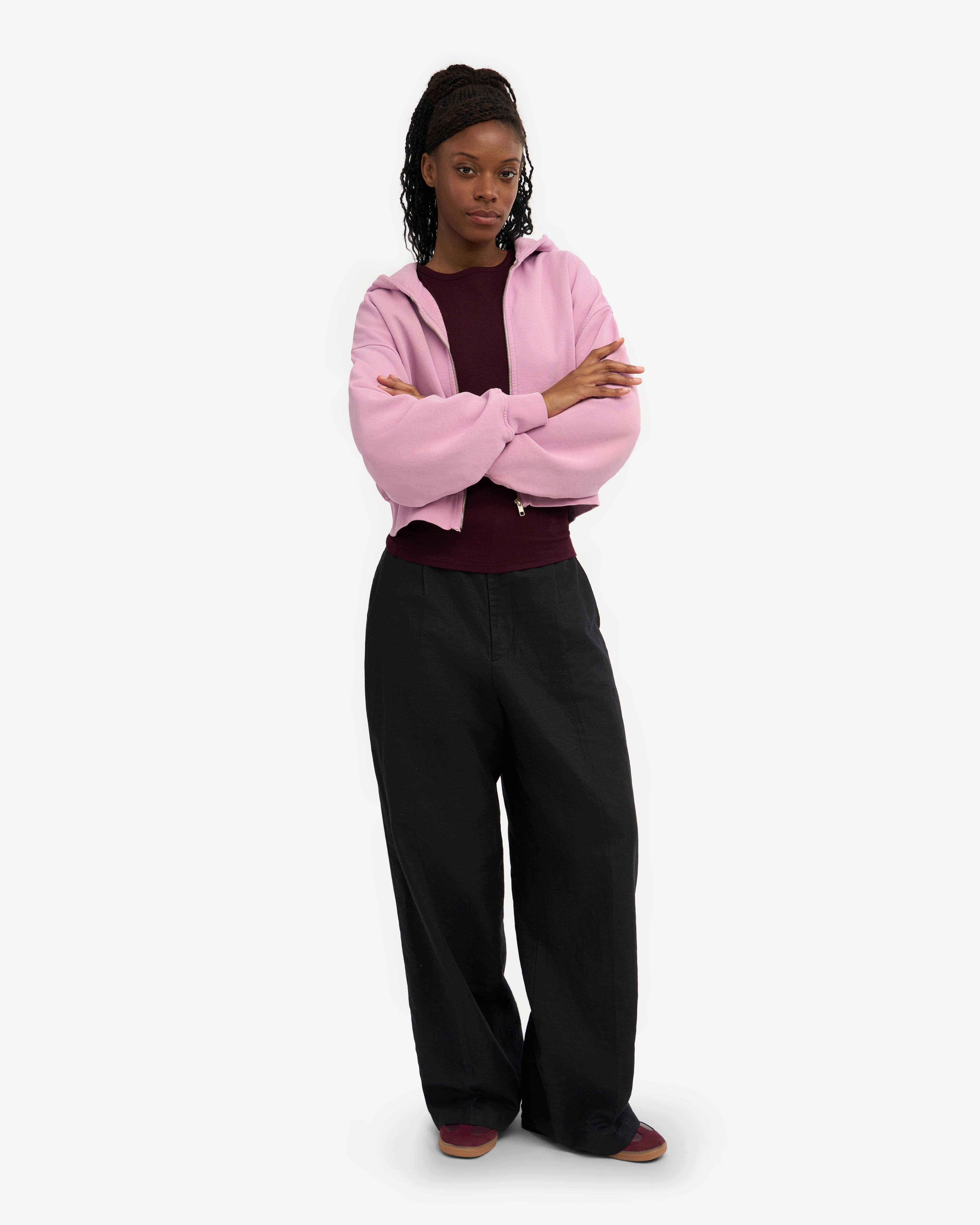 Organic Crop Zip Hood - Cherry Blossom