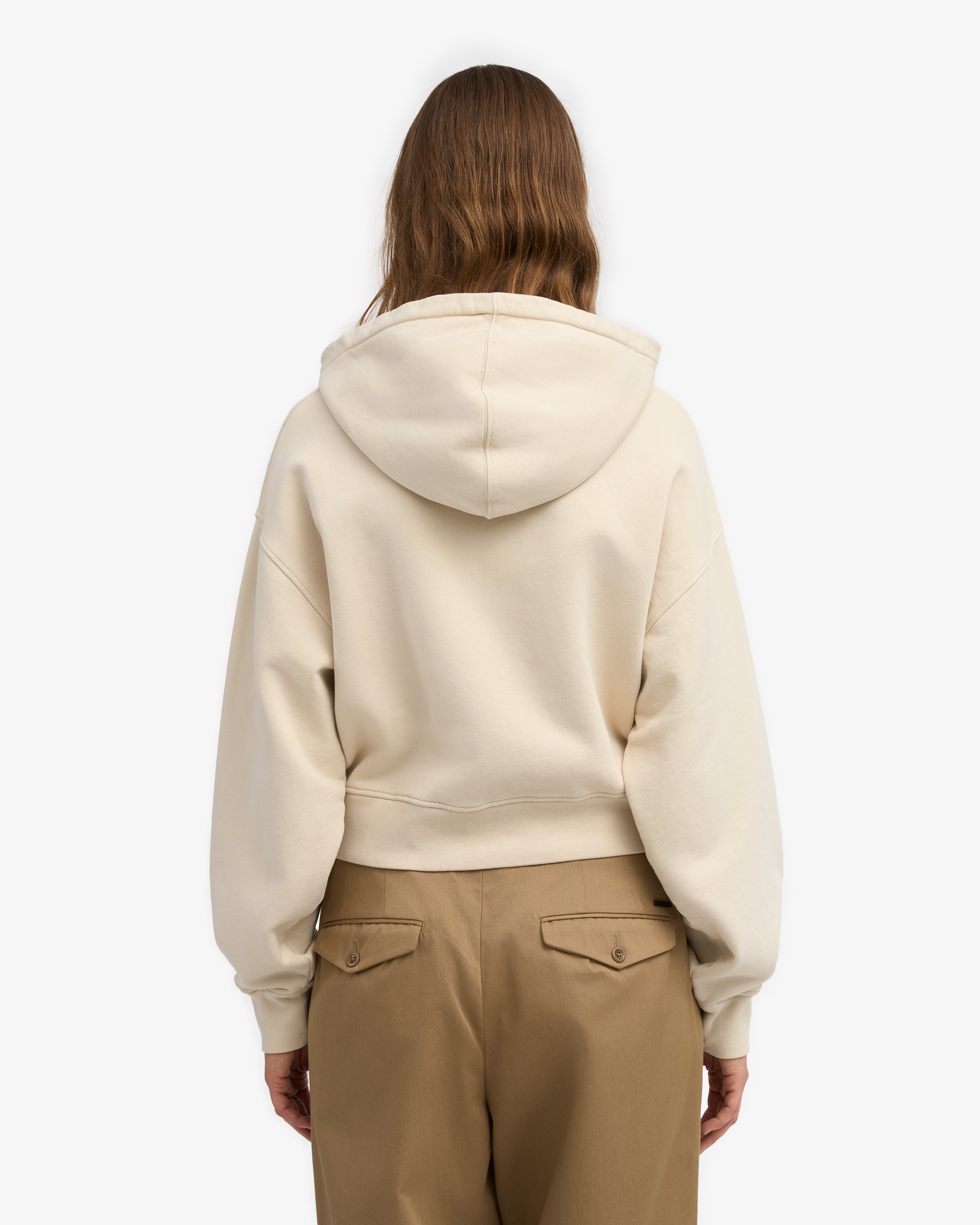 Organic Crop Zip Hood - Ivory White