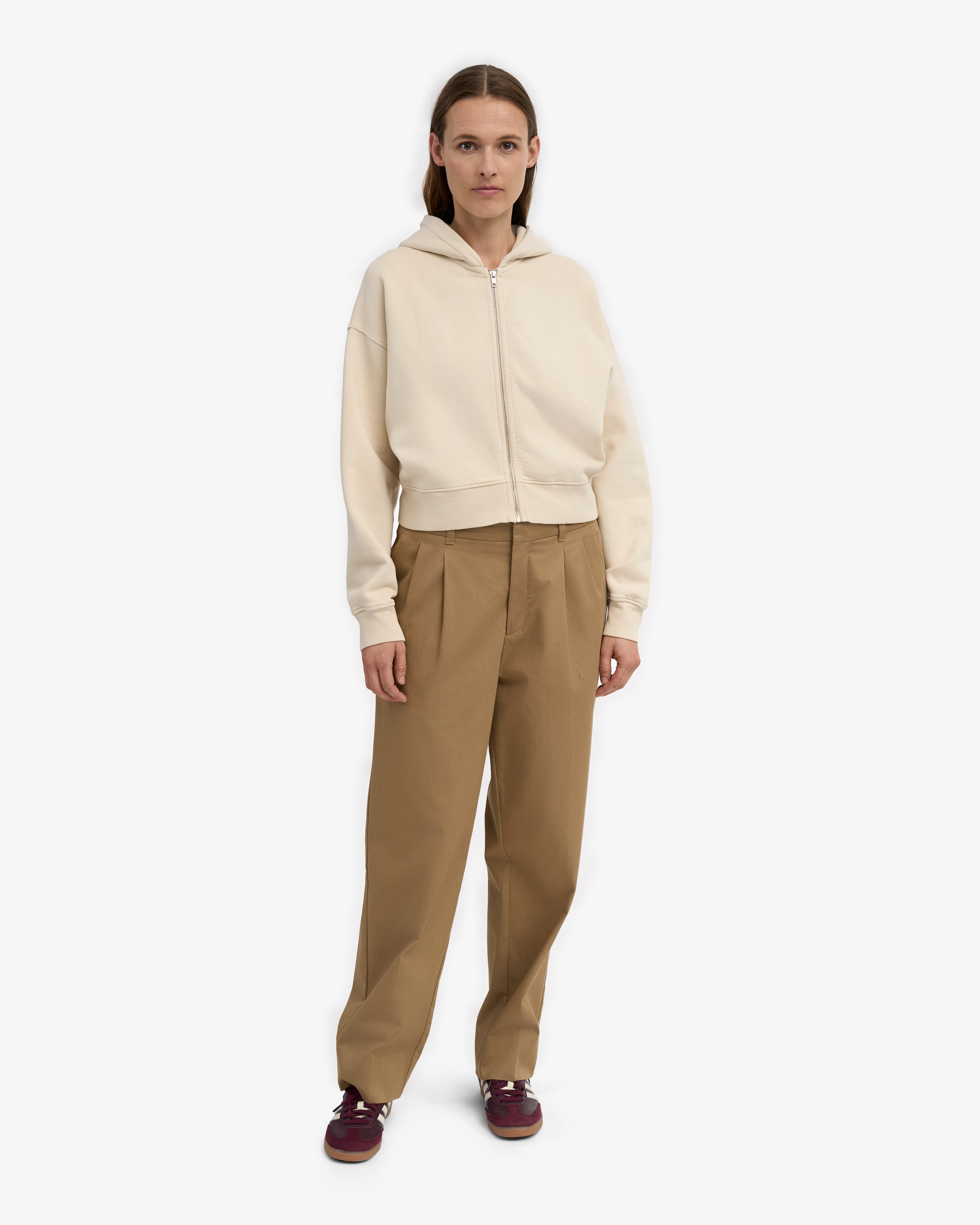 Organic Crop Zip Hood - Ivory White