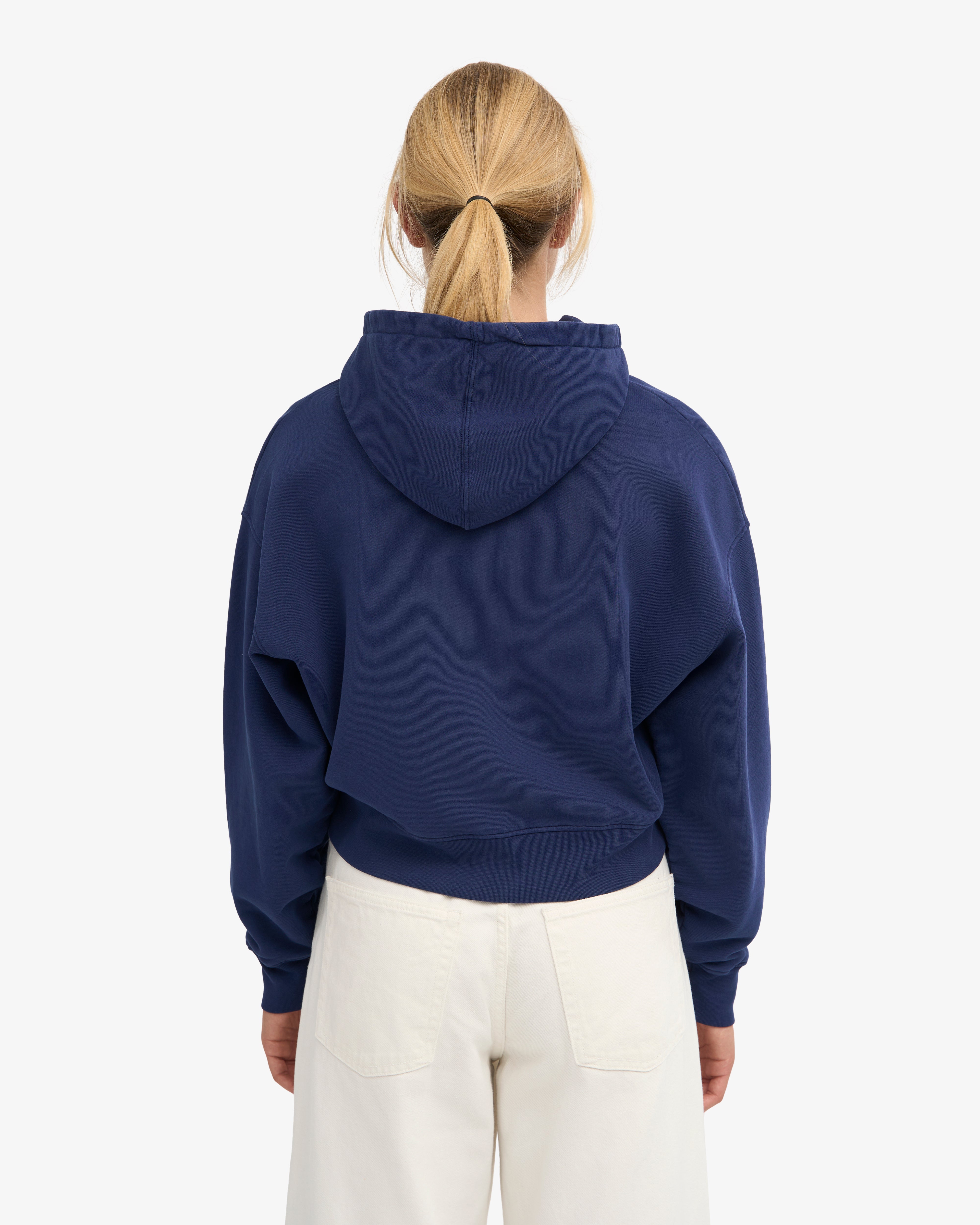 Organic Crop Zip Hood - Marine Blue