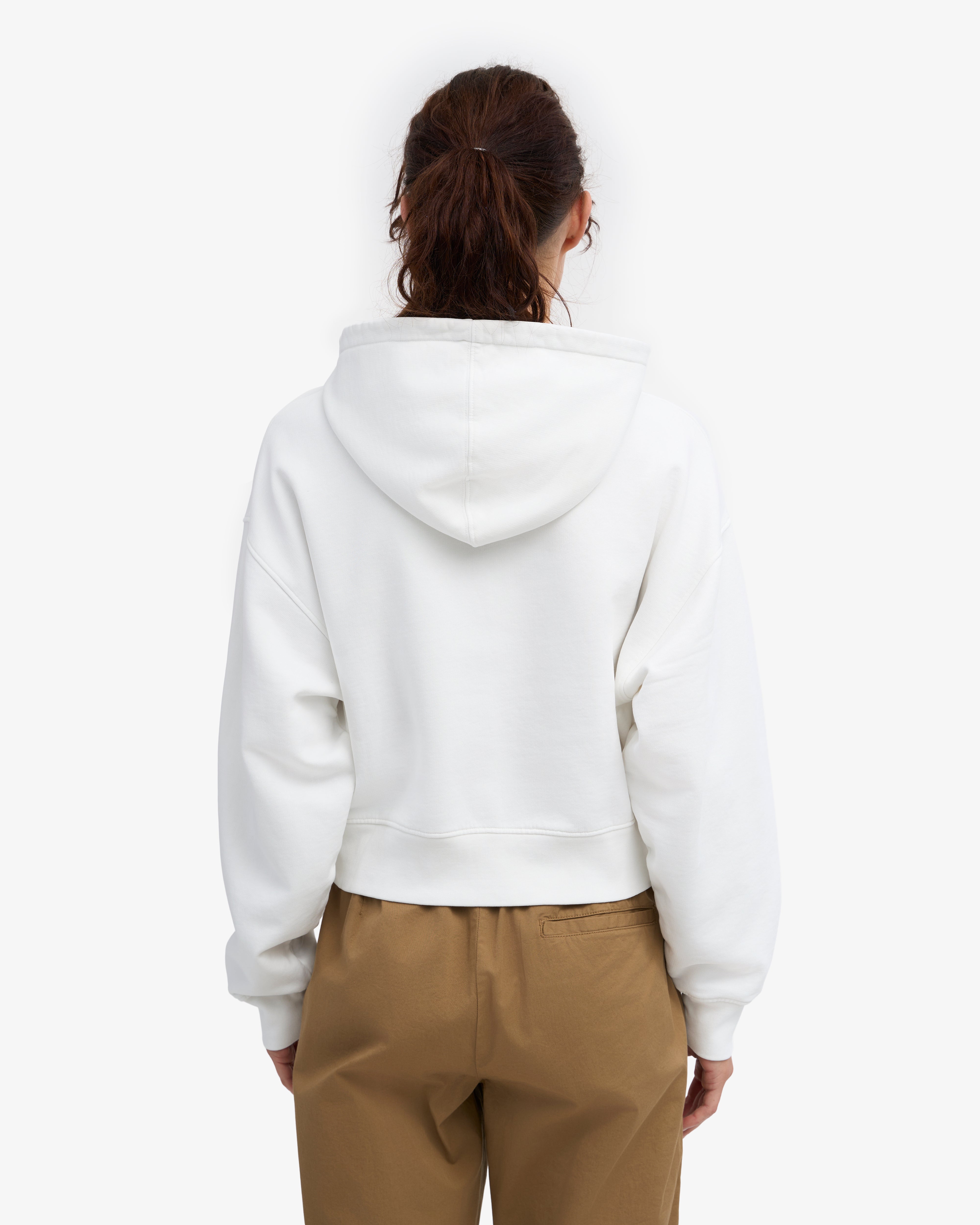 Organic Crop Zip Hood - Optical White