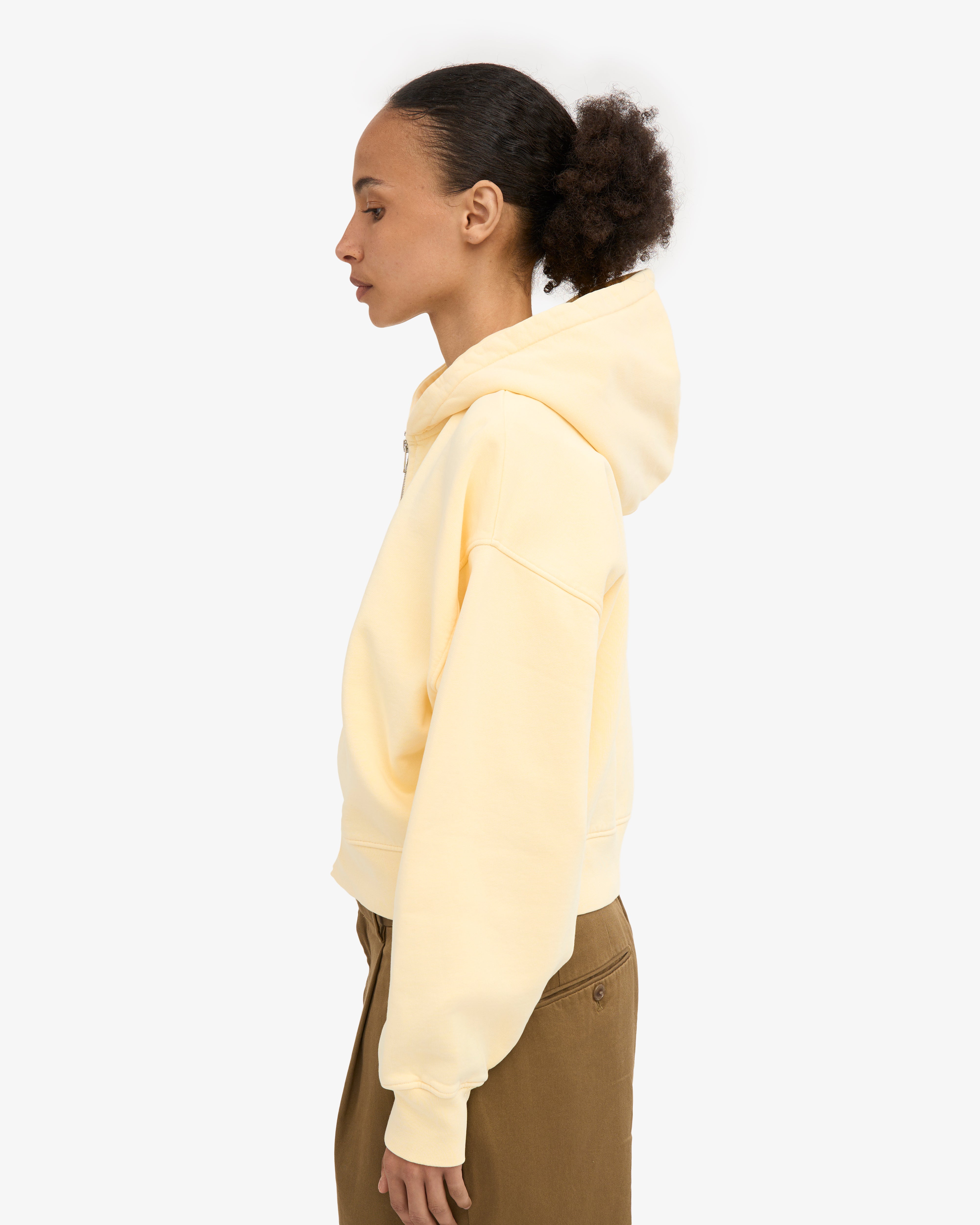 Organic Crop Zip Hood - Soft Yellow