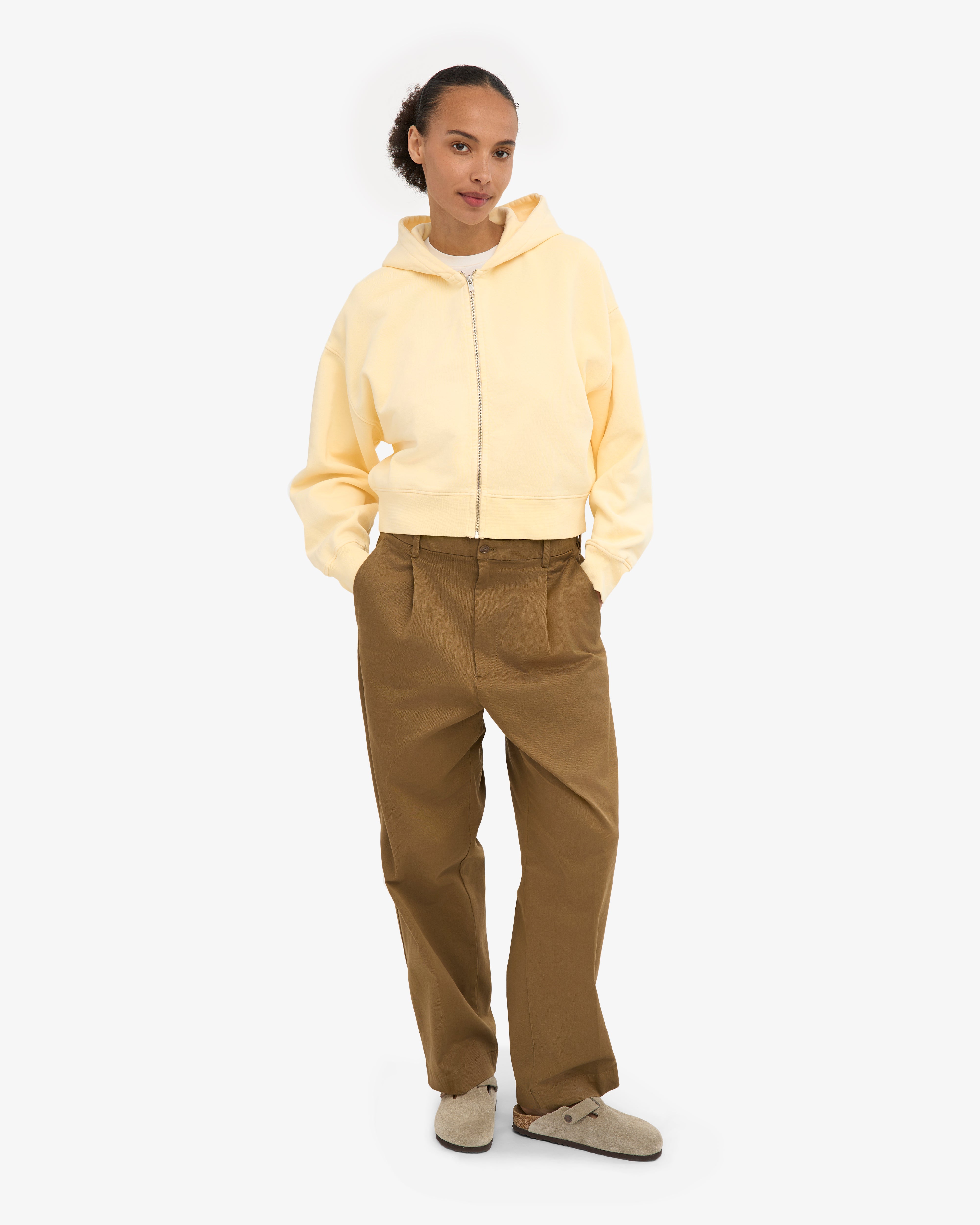 Organic Crop Zip Hood - Soft Yellow