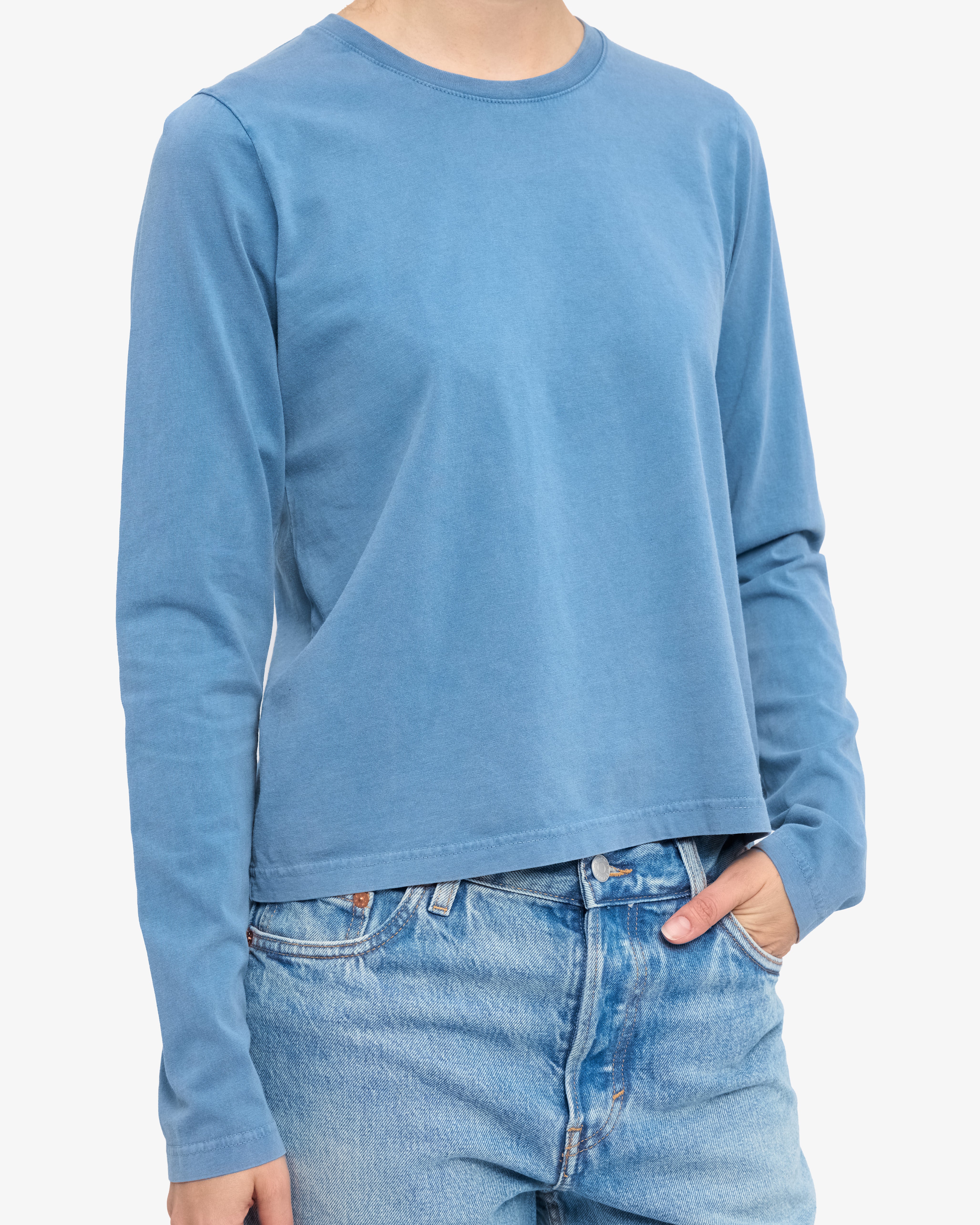 Women Organic LS T-Shirt - Faded Indigo