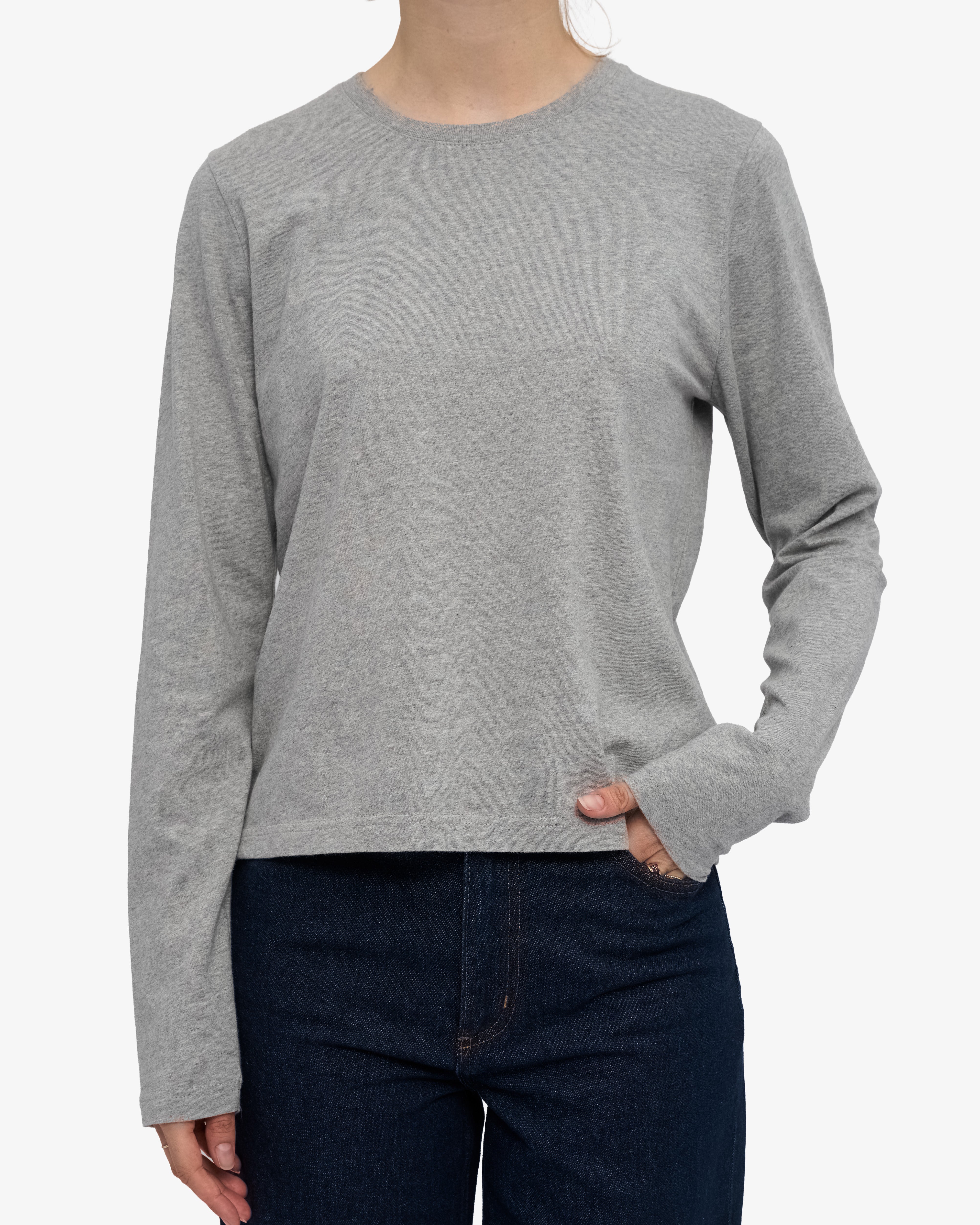 Women Organic LS T-Shirt - Heather Grey