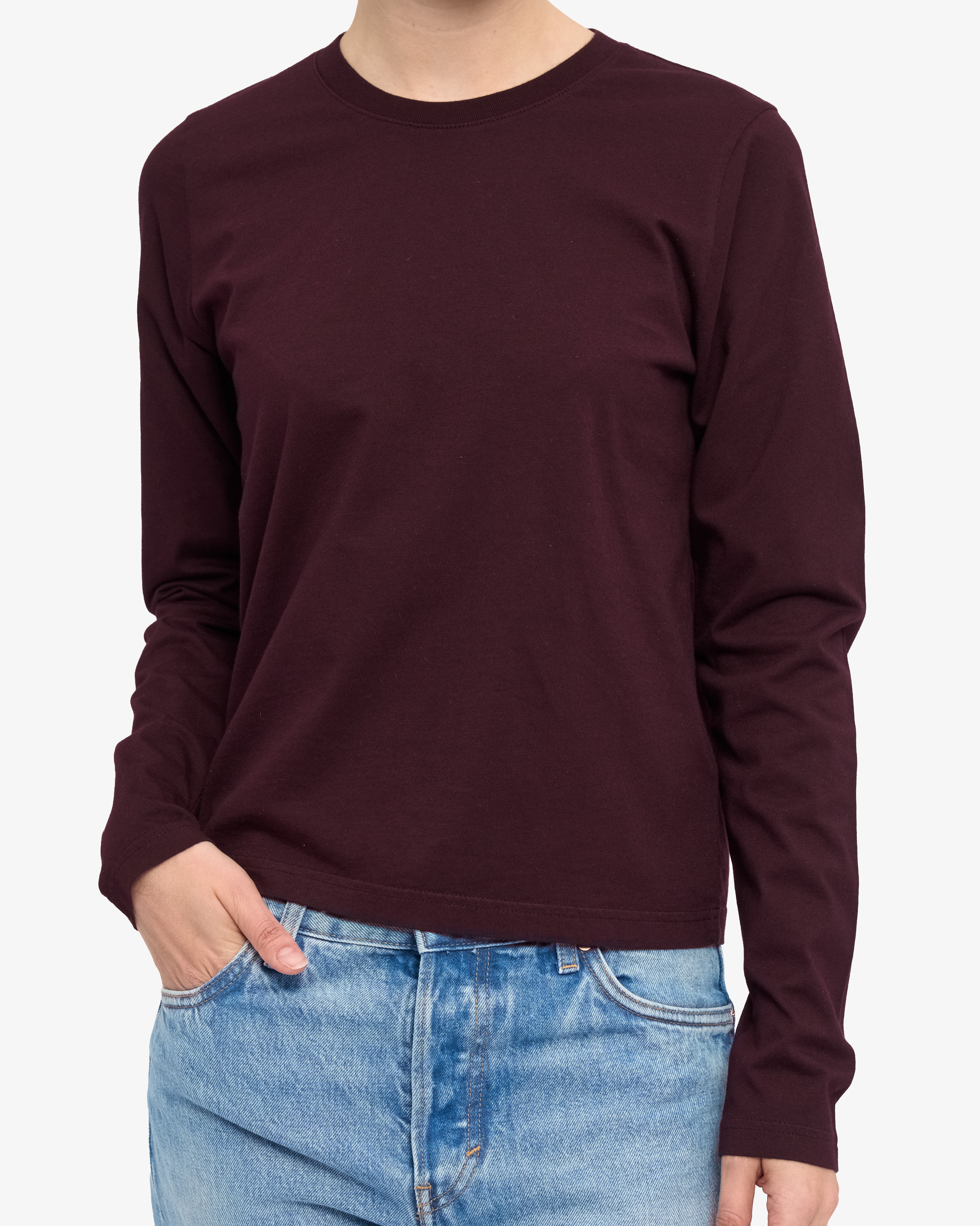 Women Organic LS T-Shirt - Oxblood Red