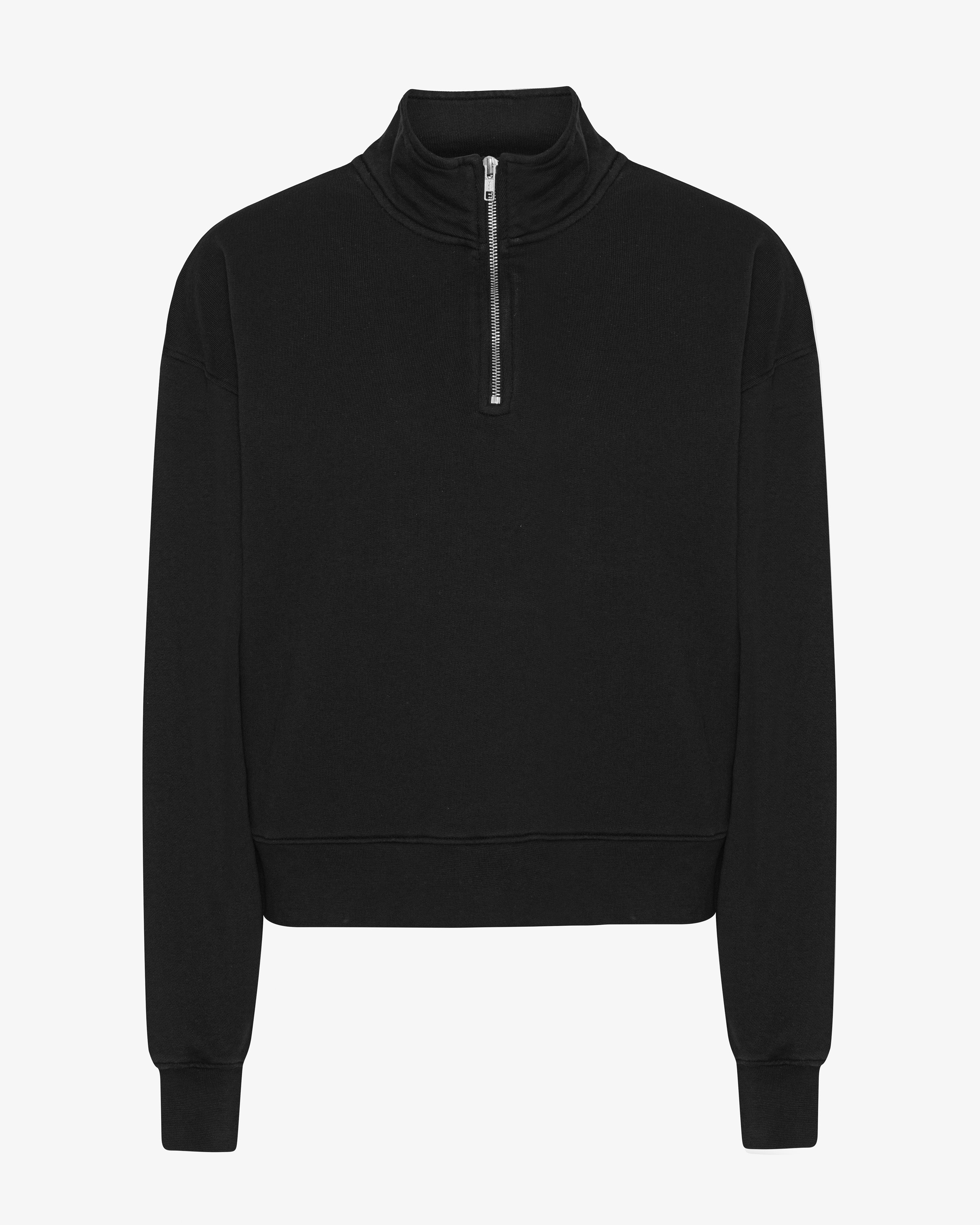 Women Organic Quarter Zip - Deep Black