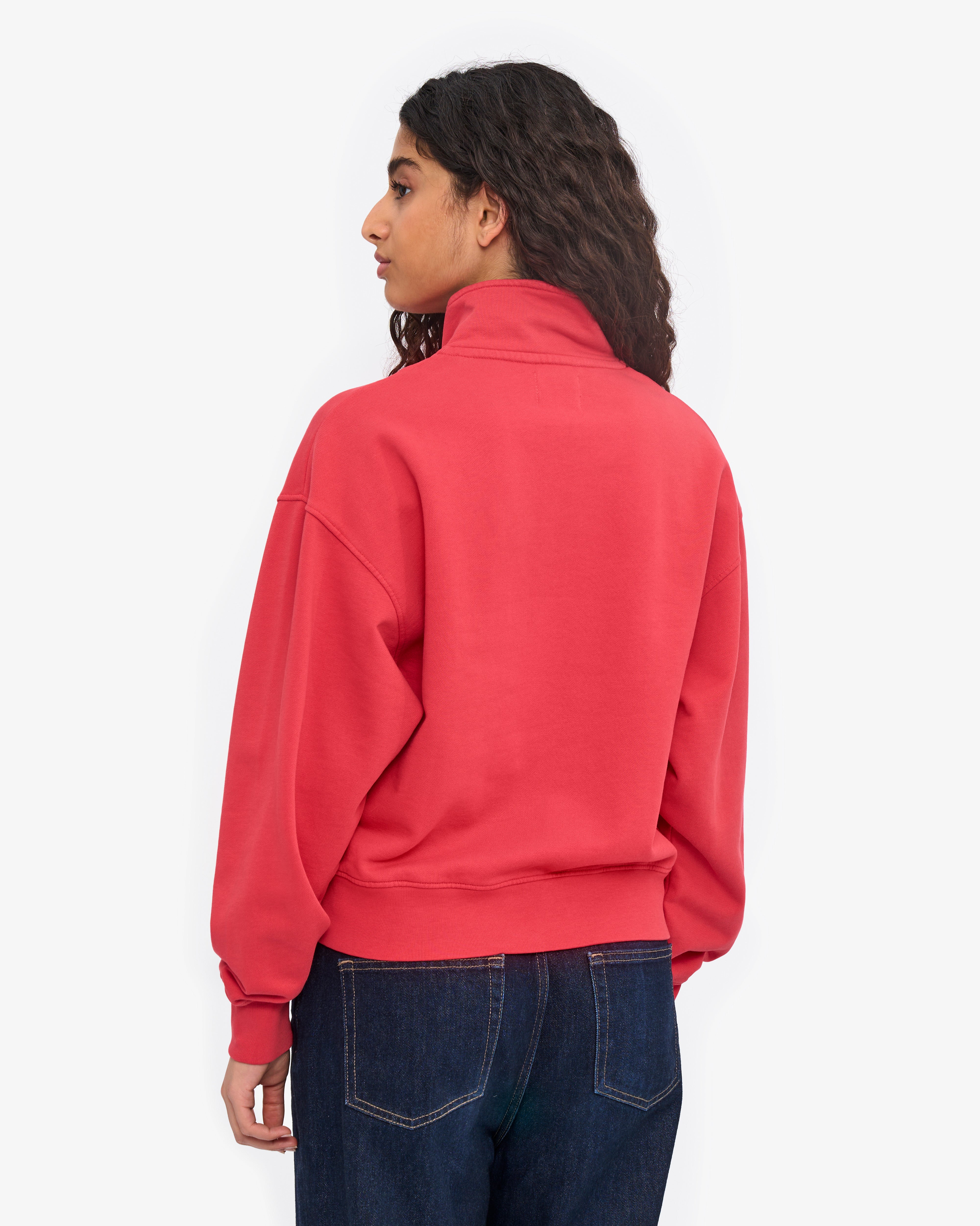 Women Organic Quarter Zip - Red Tangerine