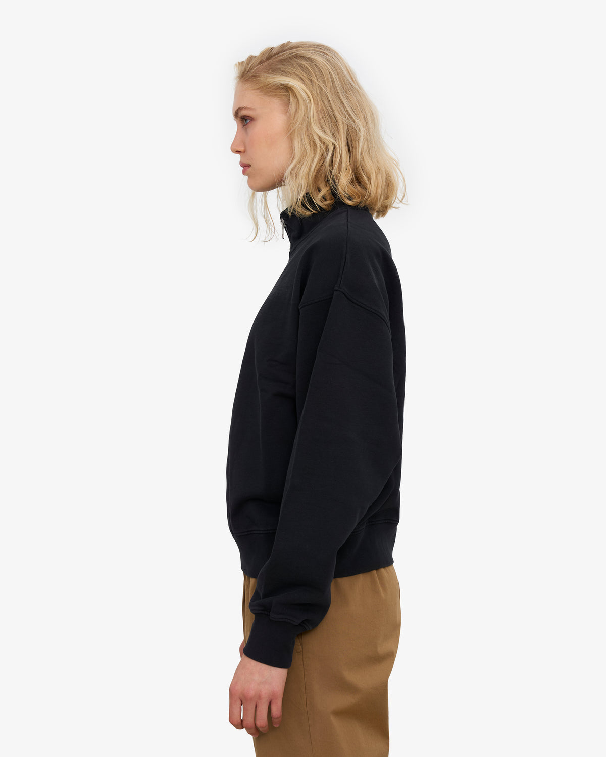 Women Organic Quarter Zip - Deep Black