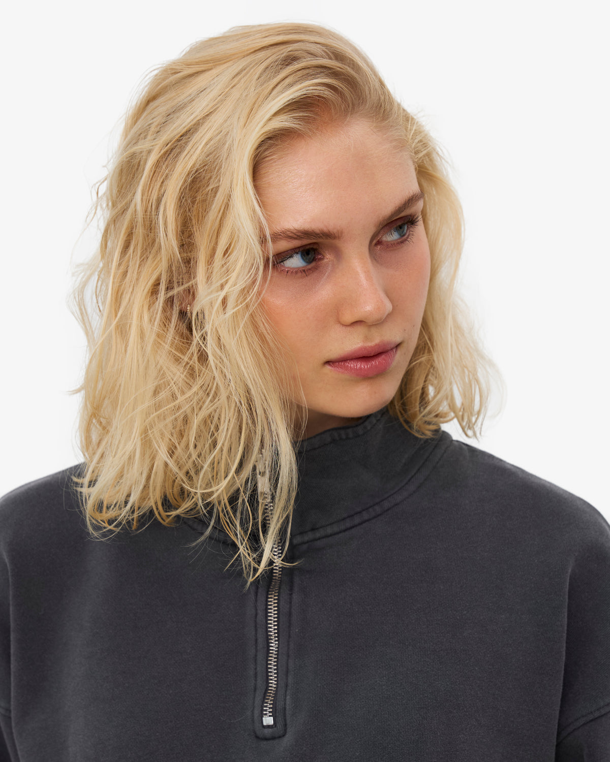 Women Organic Quarter Zip - Faded Black