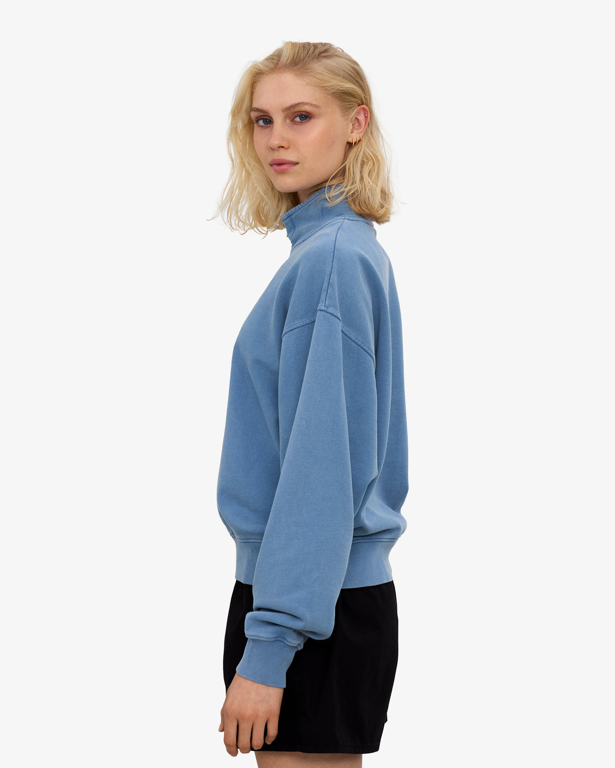 Women Organic Quarter Zip - Faded Indigo