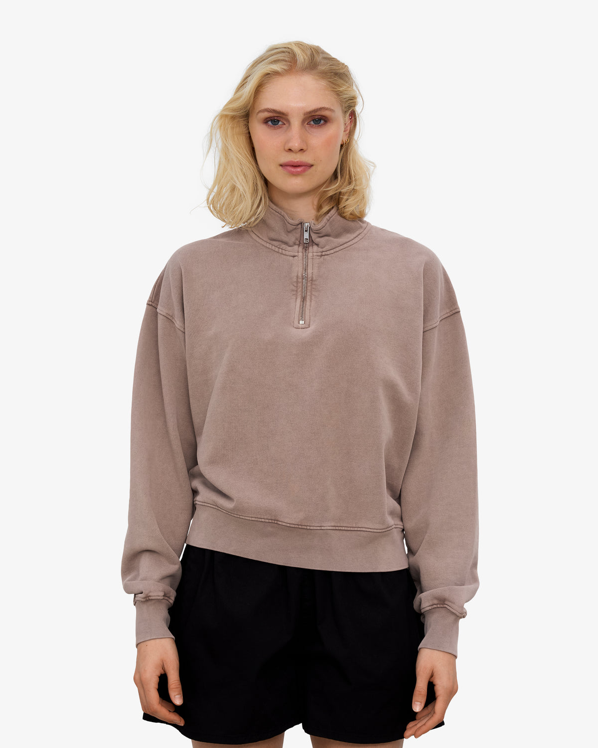 Women Organic Quarter Zip - Faded Khaki