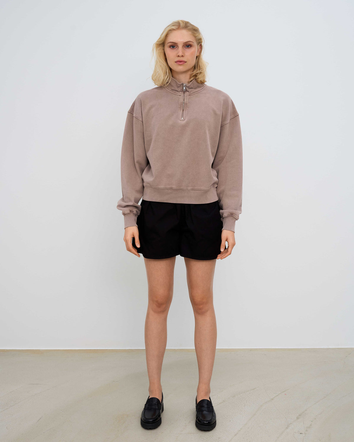 Women Organic Quarter Zip - Faded Khaki