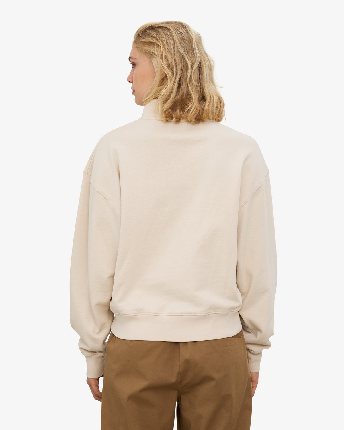 Women Organic Quarter Zip - Ivory White