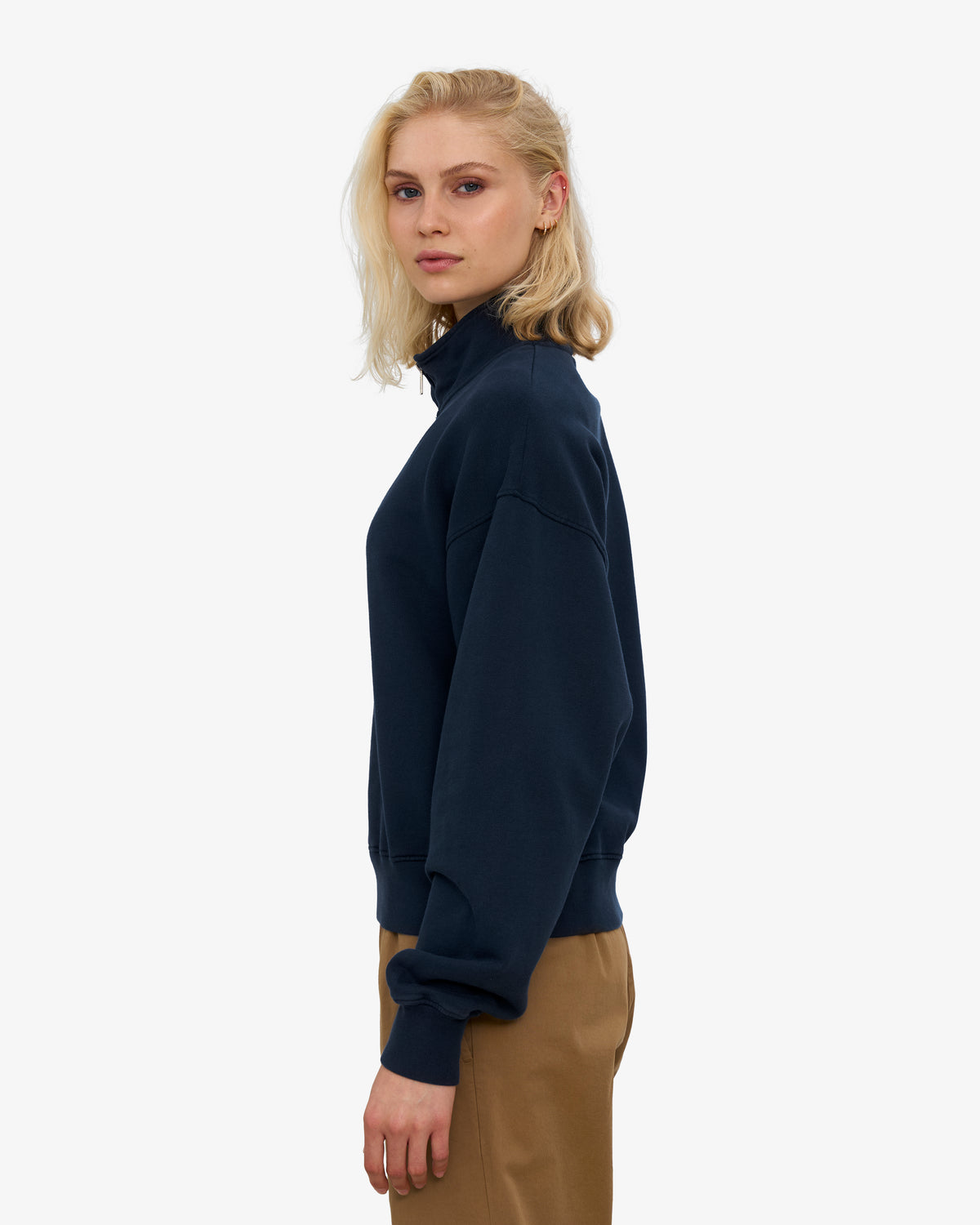 Women Organic Quarter Zip - Navy Blue