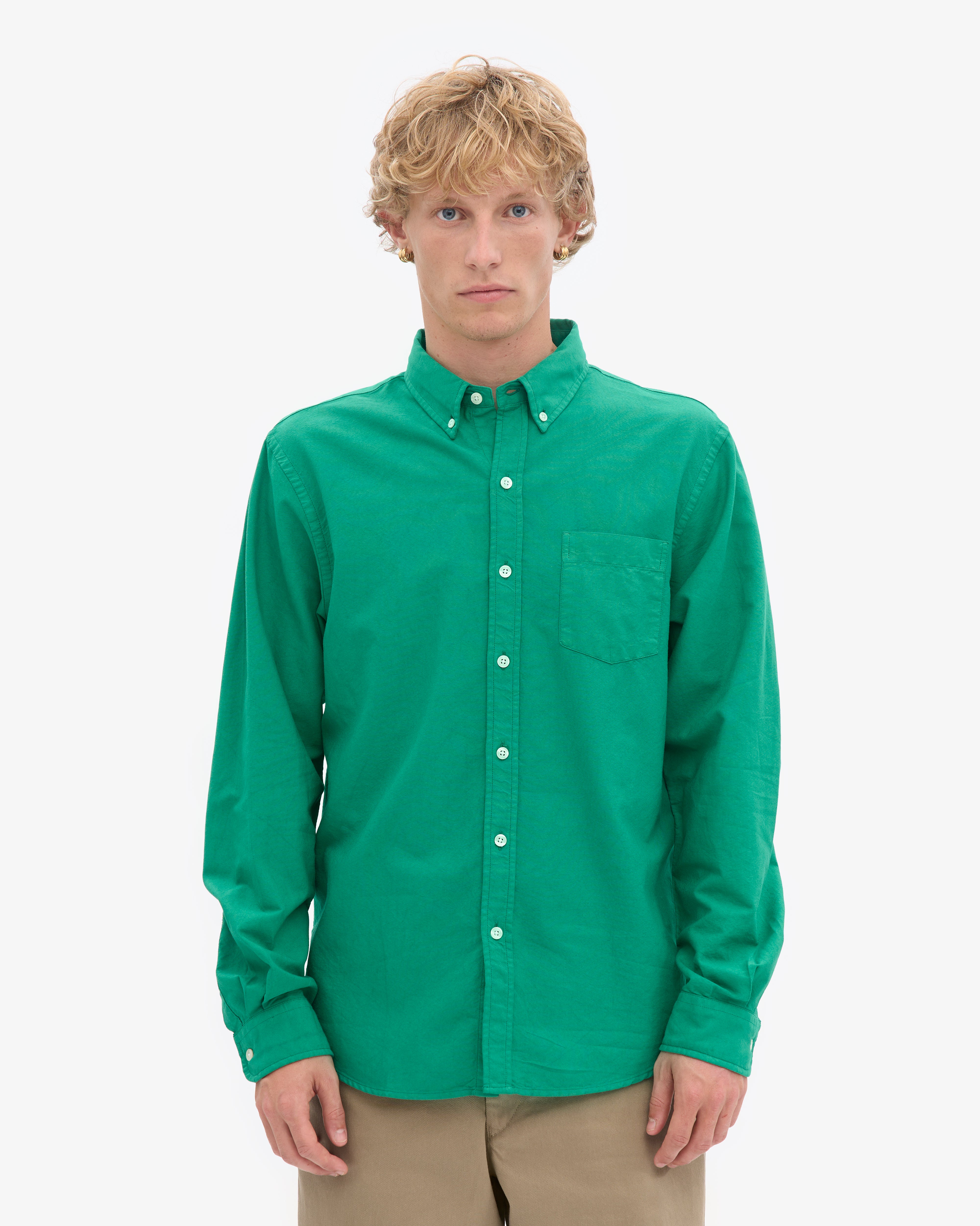 Organic Button Down Shirt - Kelly Green