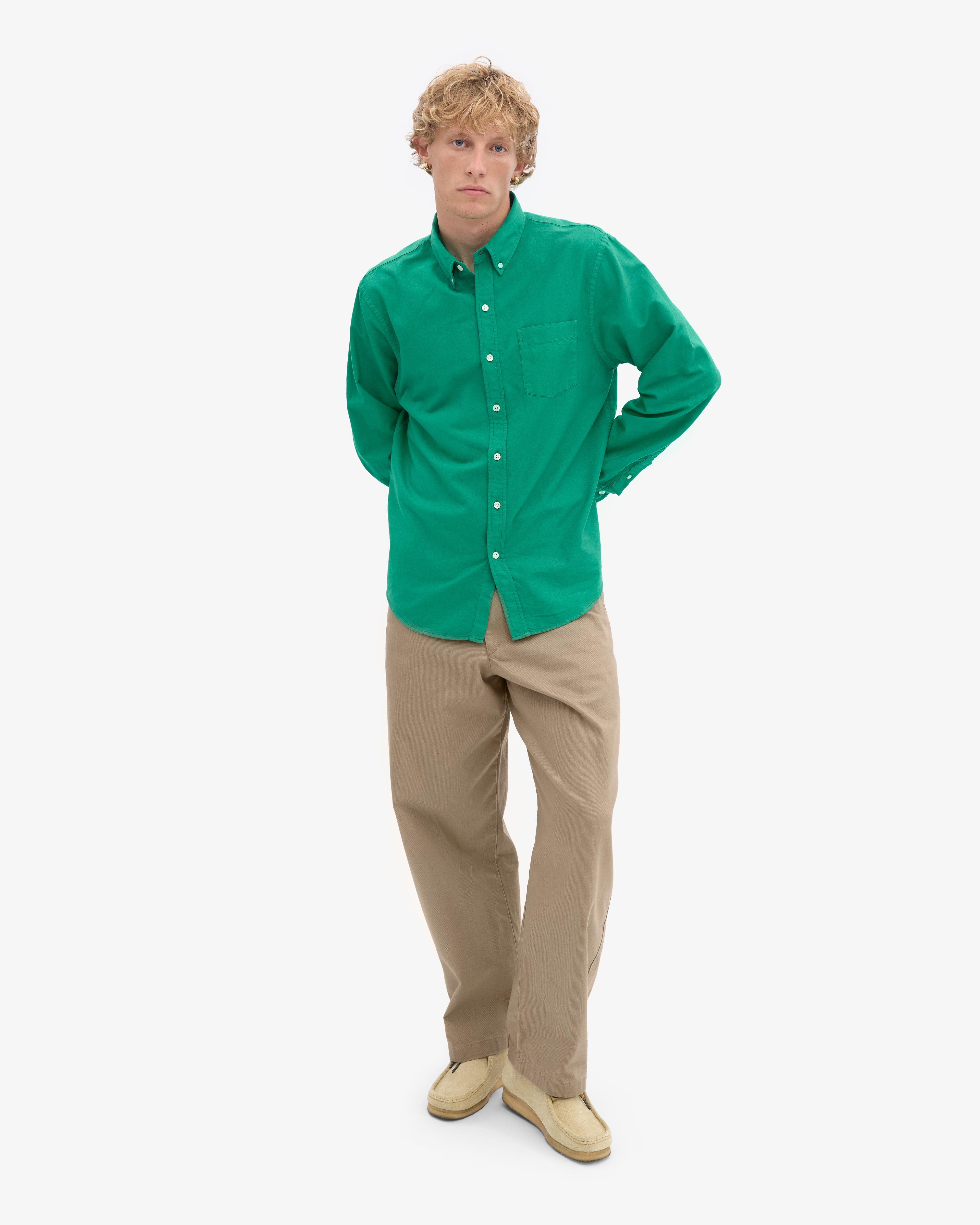 Organic Button Down Shirt - Kelly Green