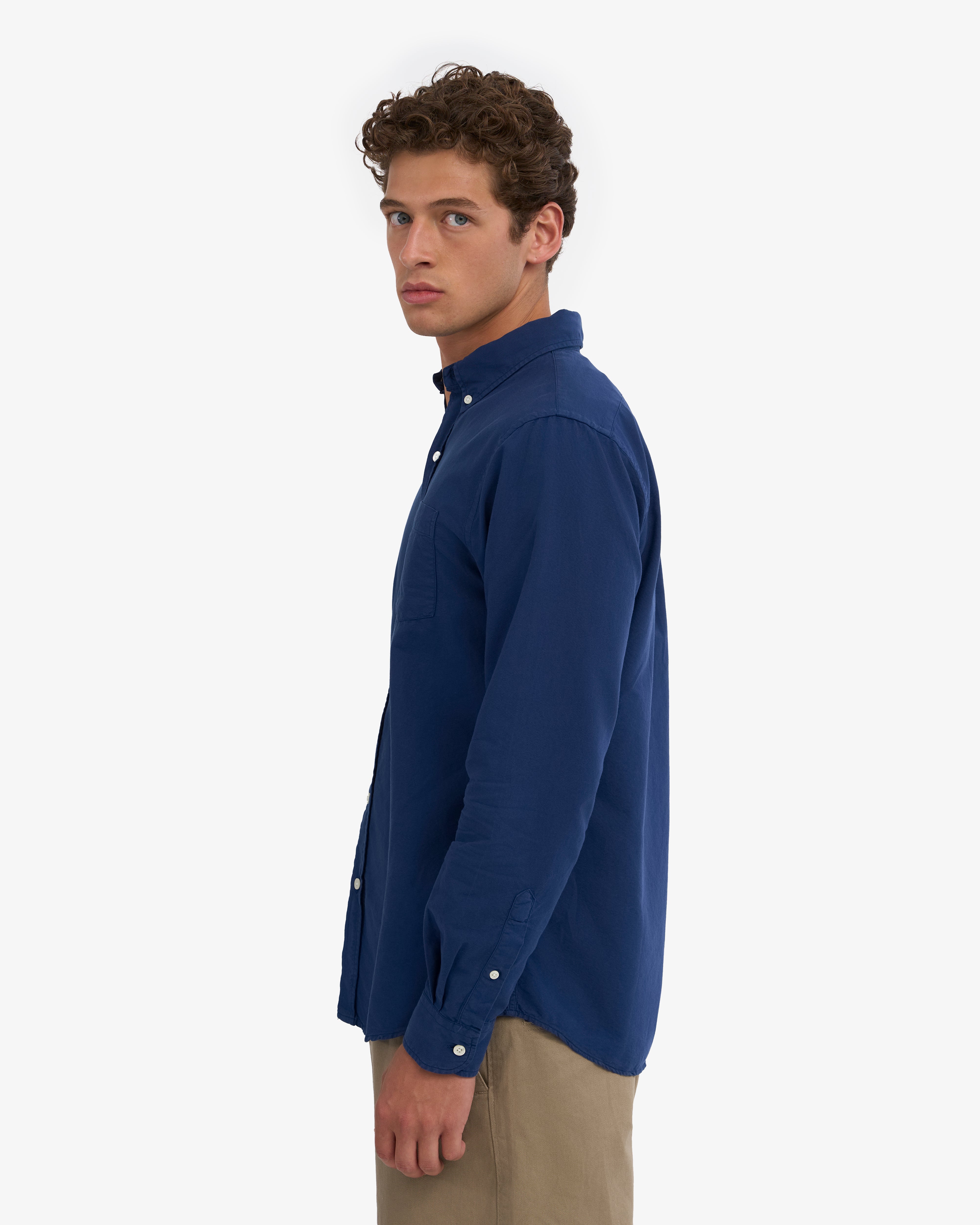 Organic Button Down Shirt - Marine Blue