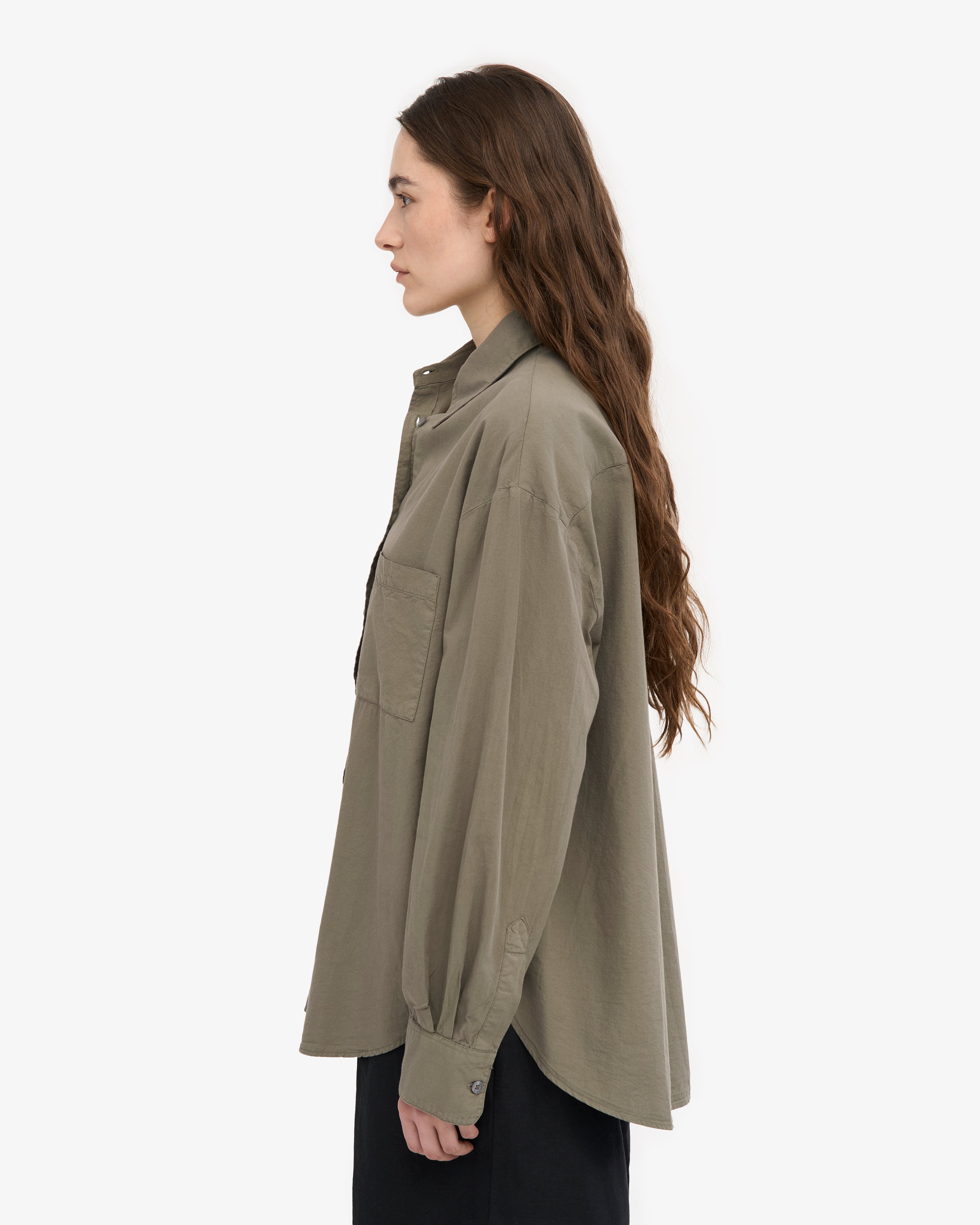 Organic Oversized Shirt - Dusty Olive