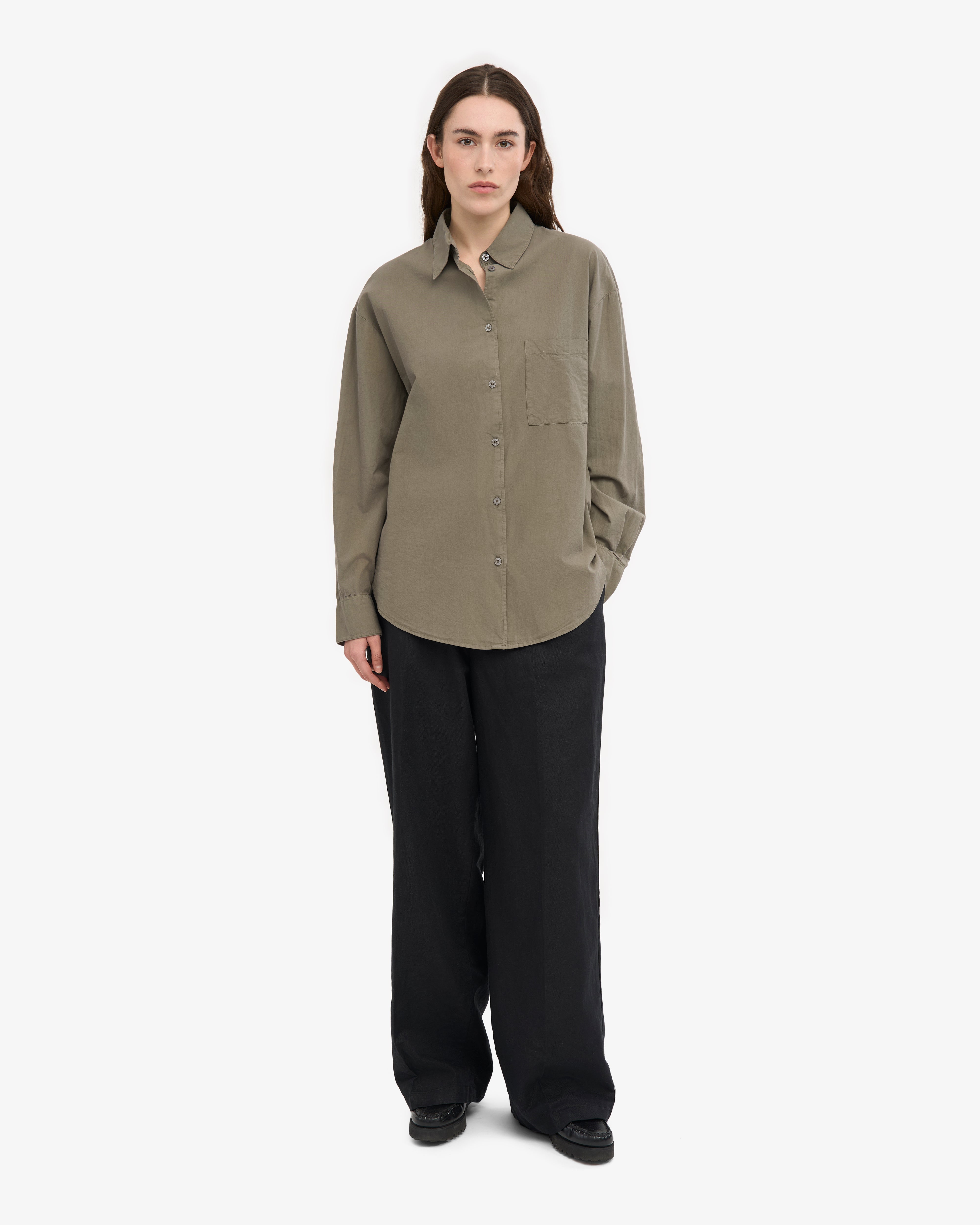 Organic Oversized Shirt - Dusty Olive