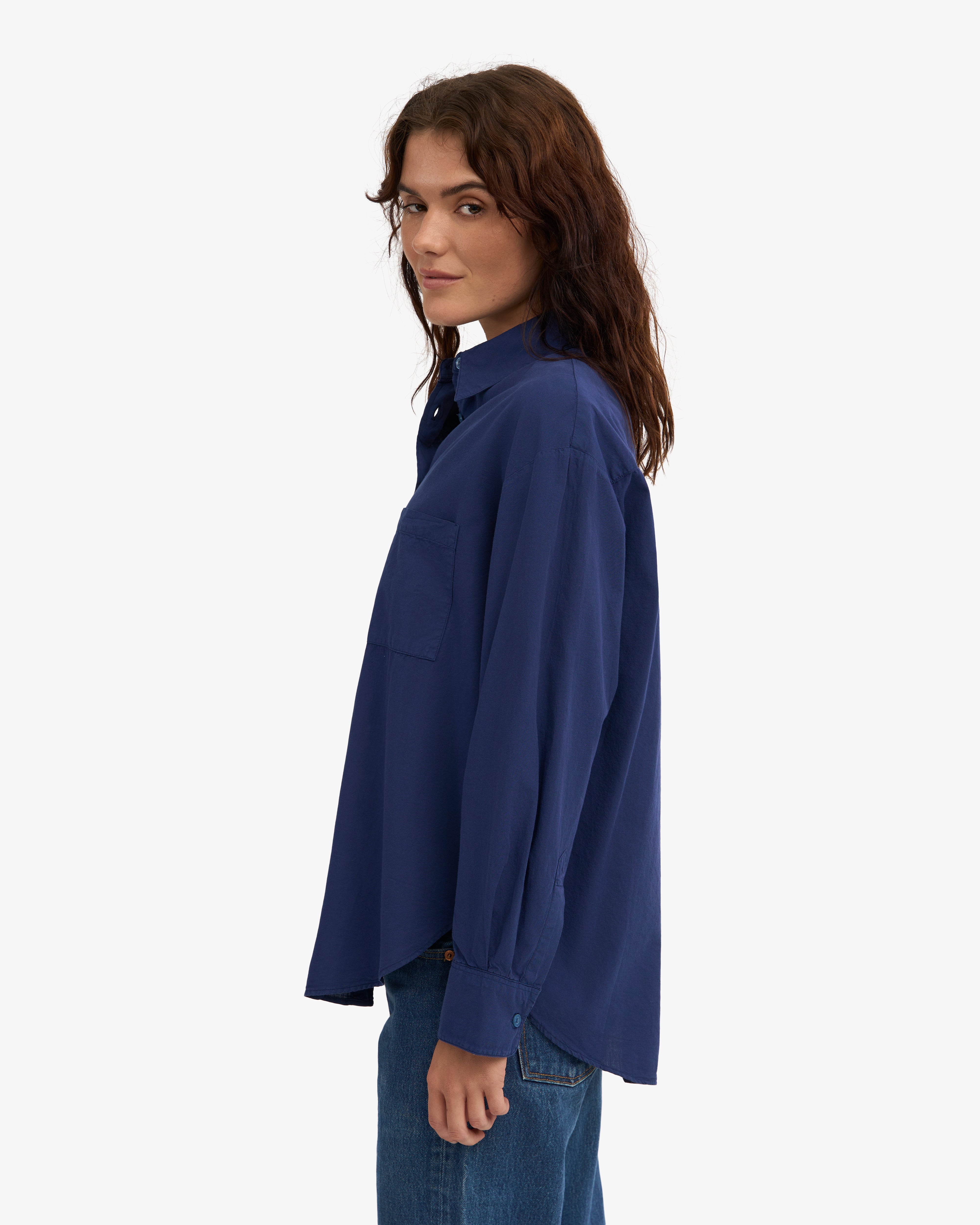 Organic Oversized Shirt - Marine Blue