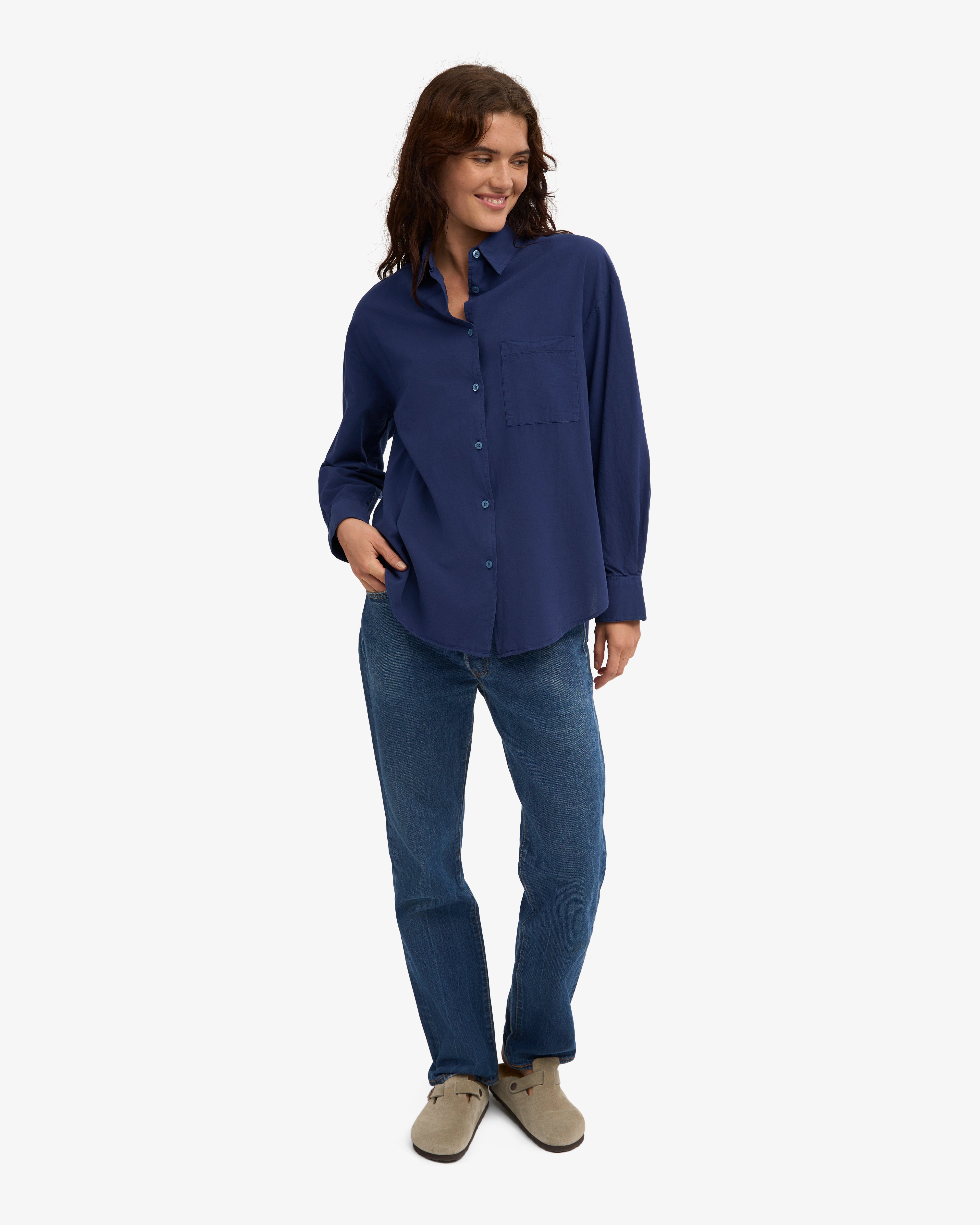 Organic Oversized Shirt - Marine Blue