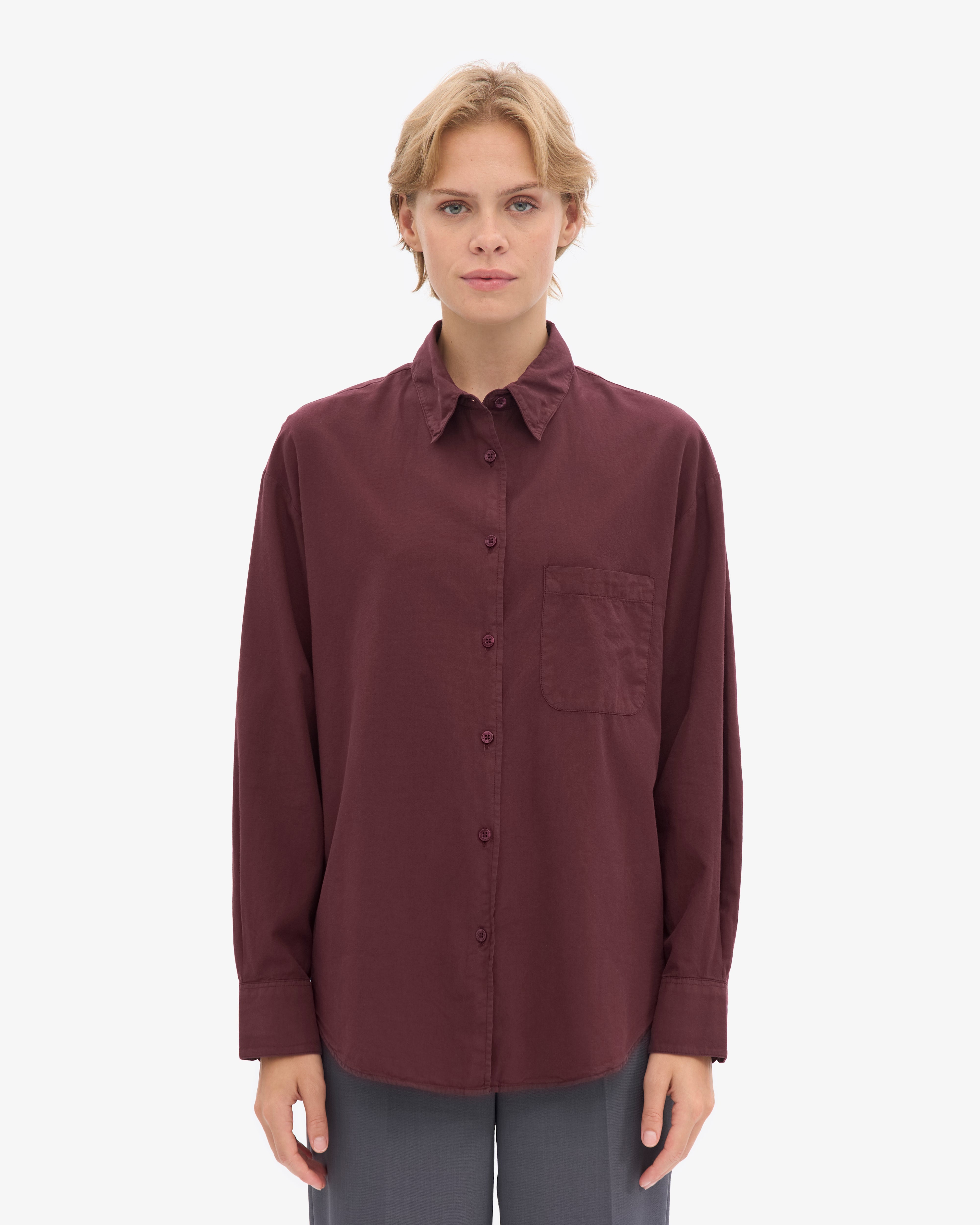 Organic Oversized Shirt - Oxblood Red