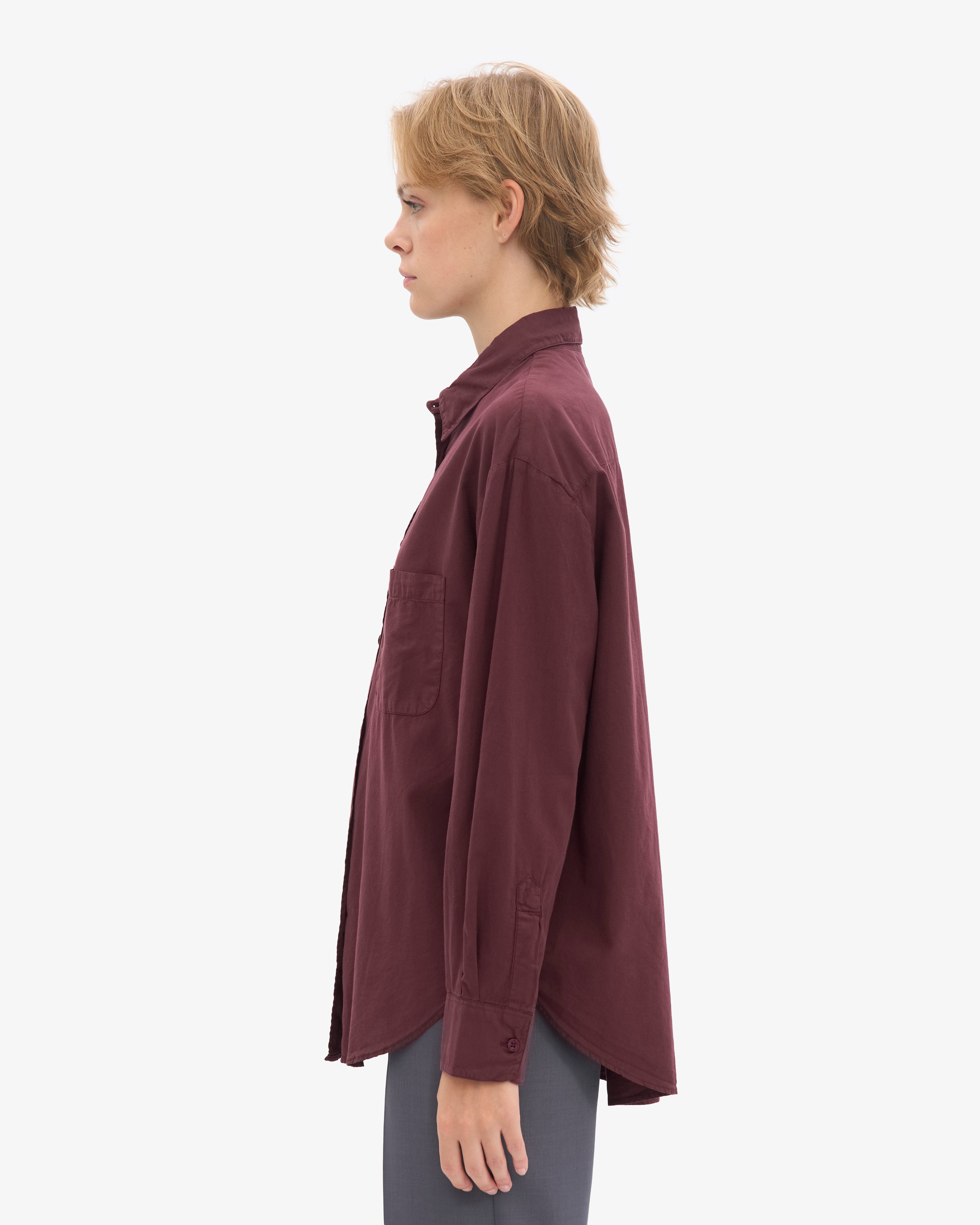 Organic Oversized Shirt - Oxblood Red