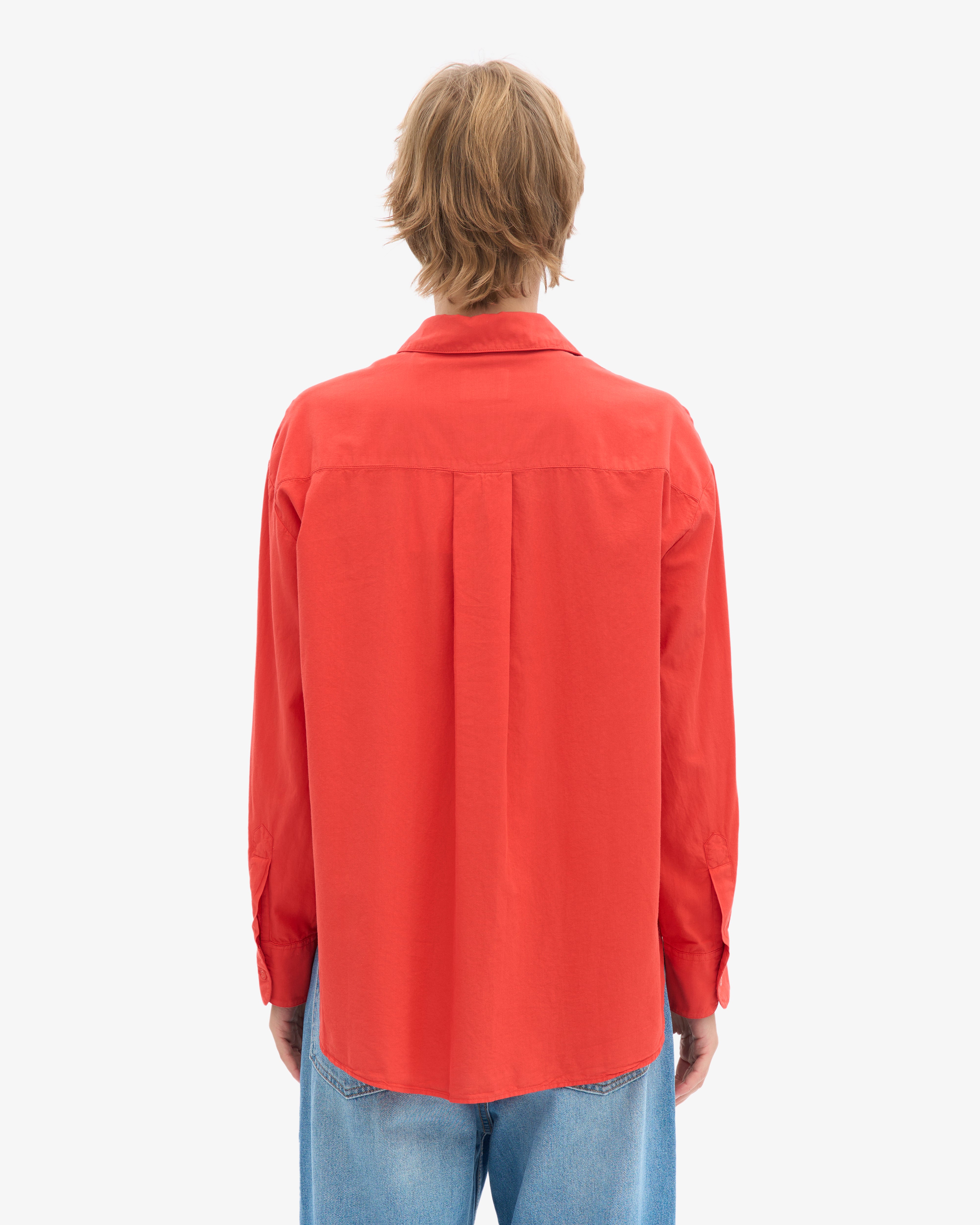 Organic Oversized Shirt - Red Tangerine