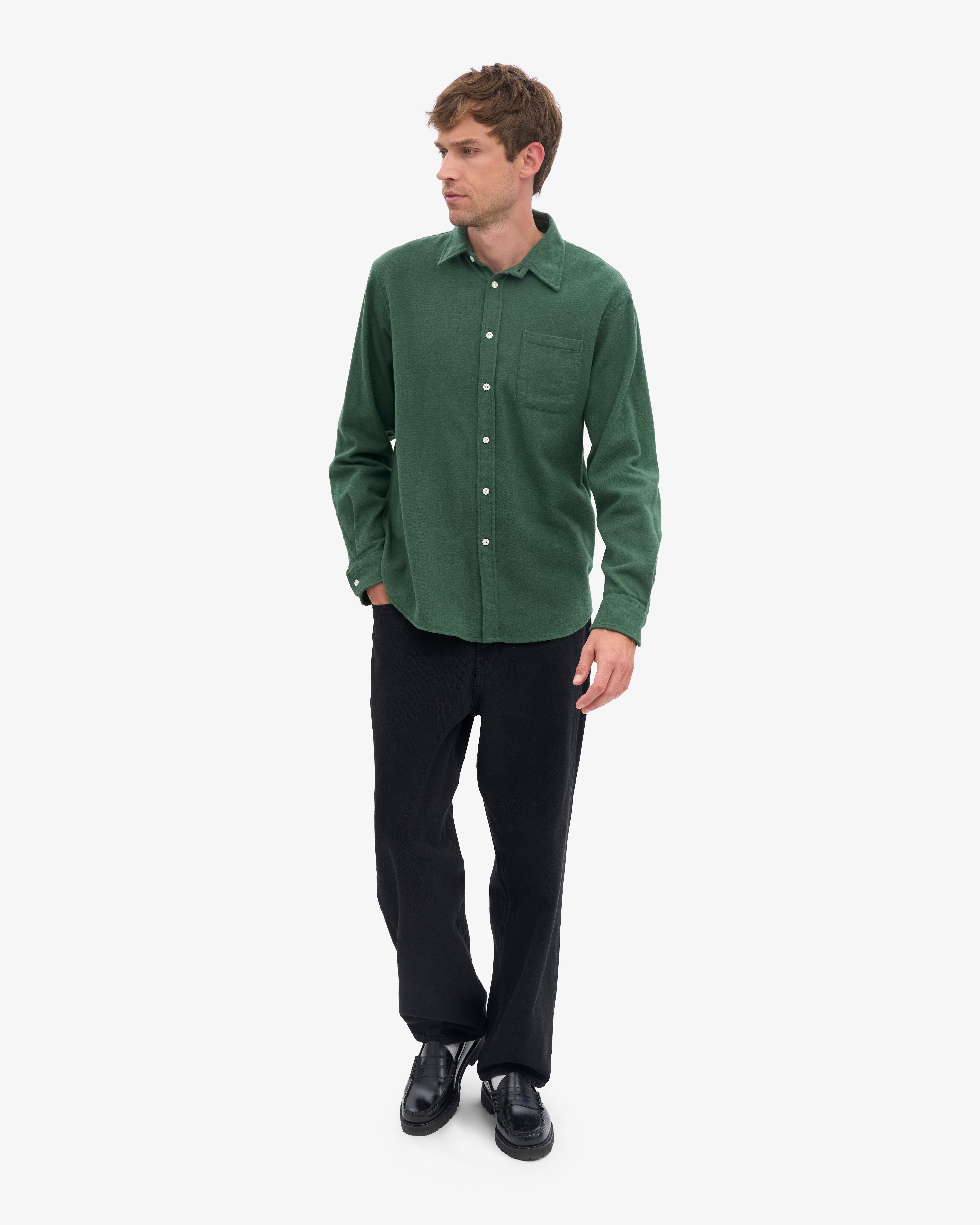 Organic Flannel Shirt - Emerald Green