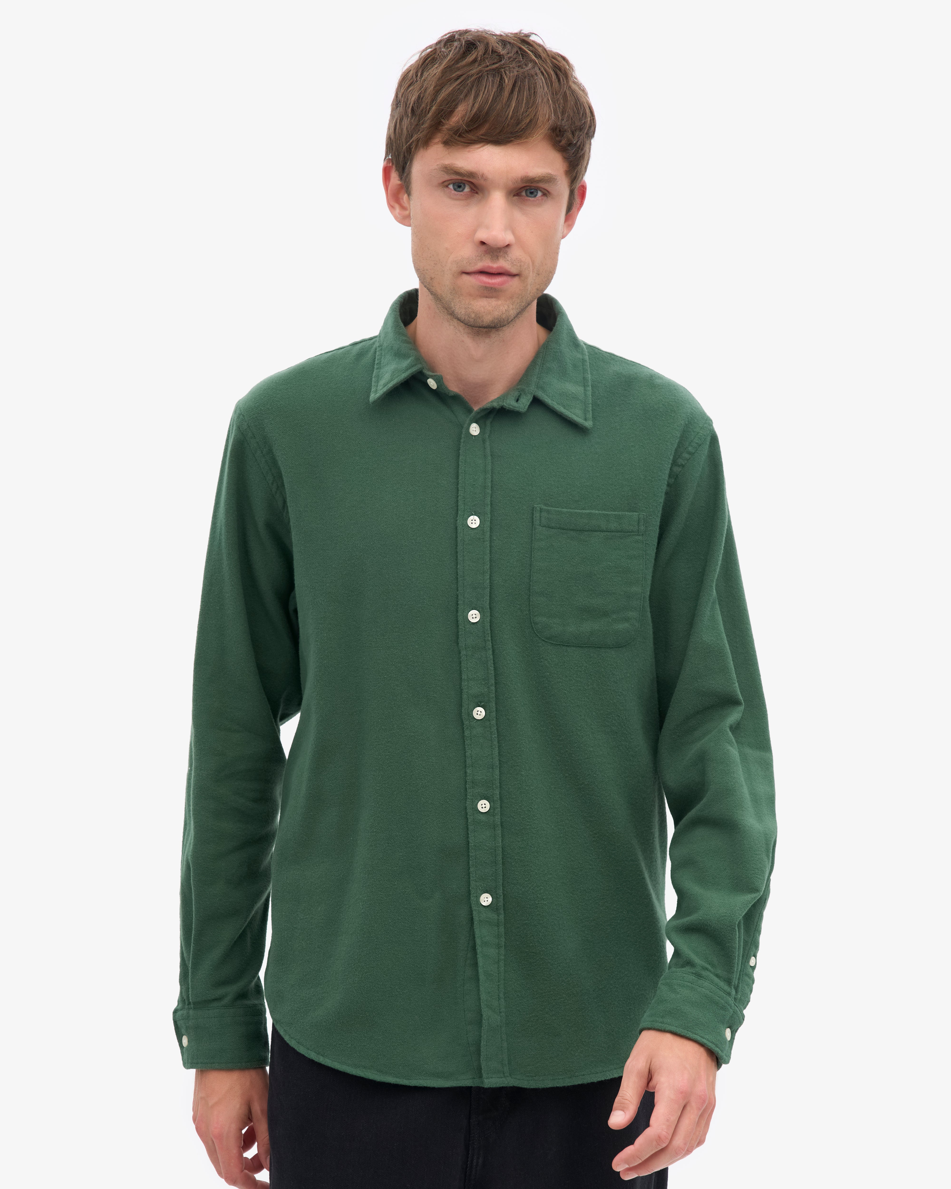 Organic Flannel Shirt - Emerald Green