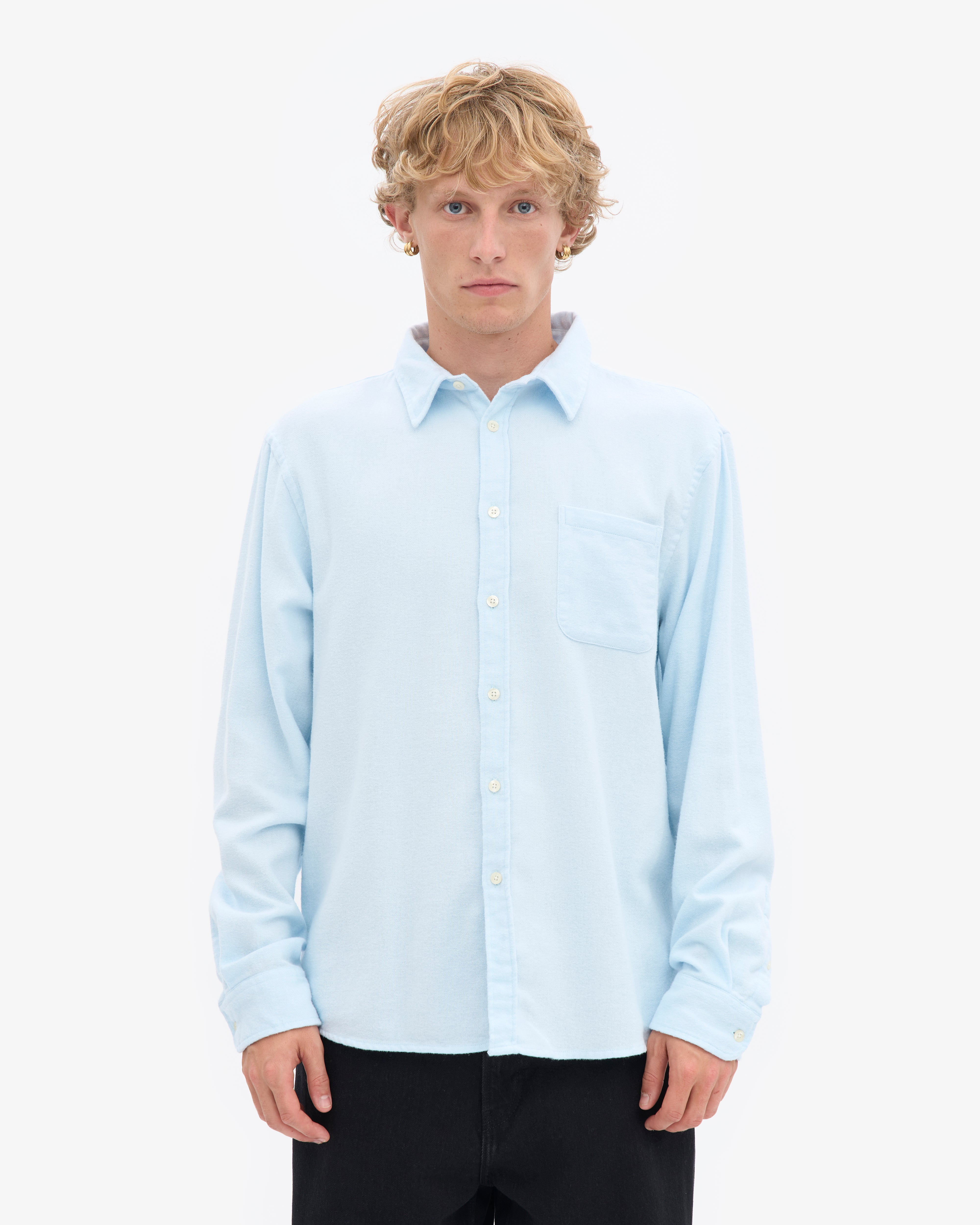Organic Flannel Shirt - Polar Blue