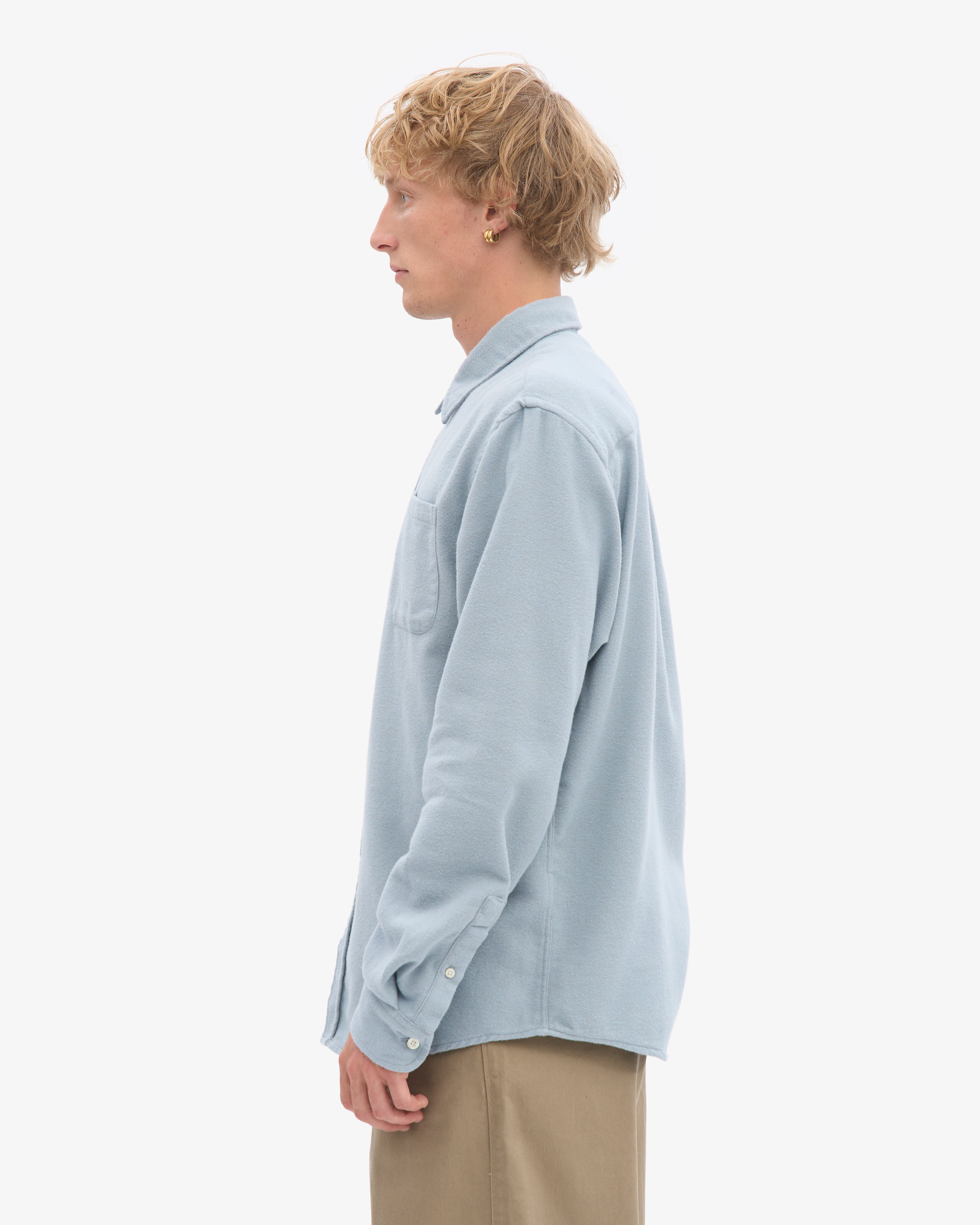 Organic Flannel Shirt - Steel Blue