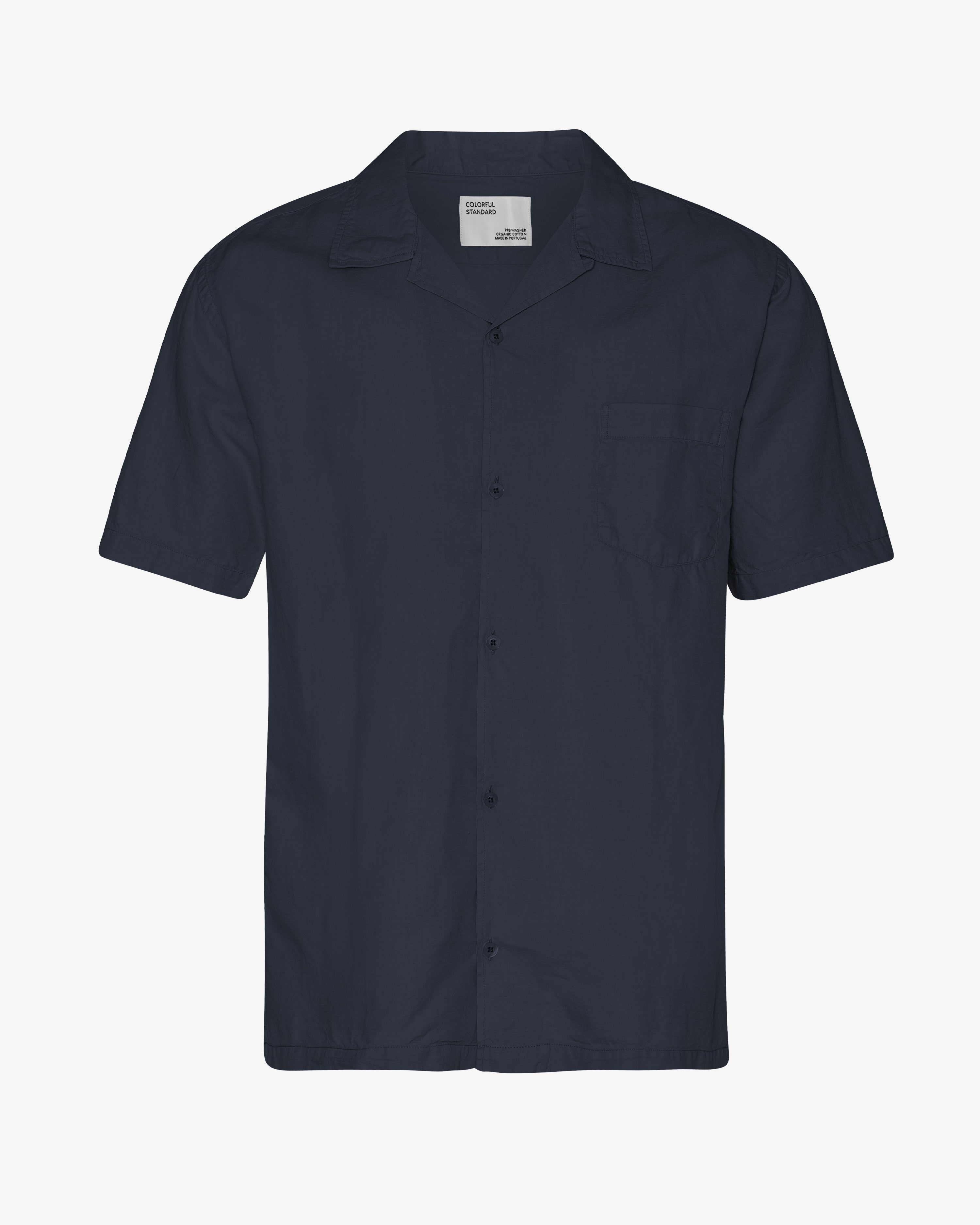 Linen Short Sleeved Shirt - Navy Blue