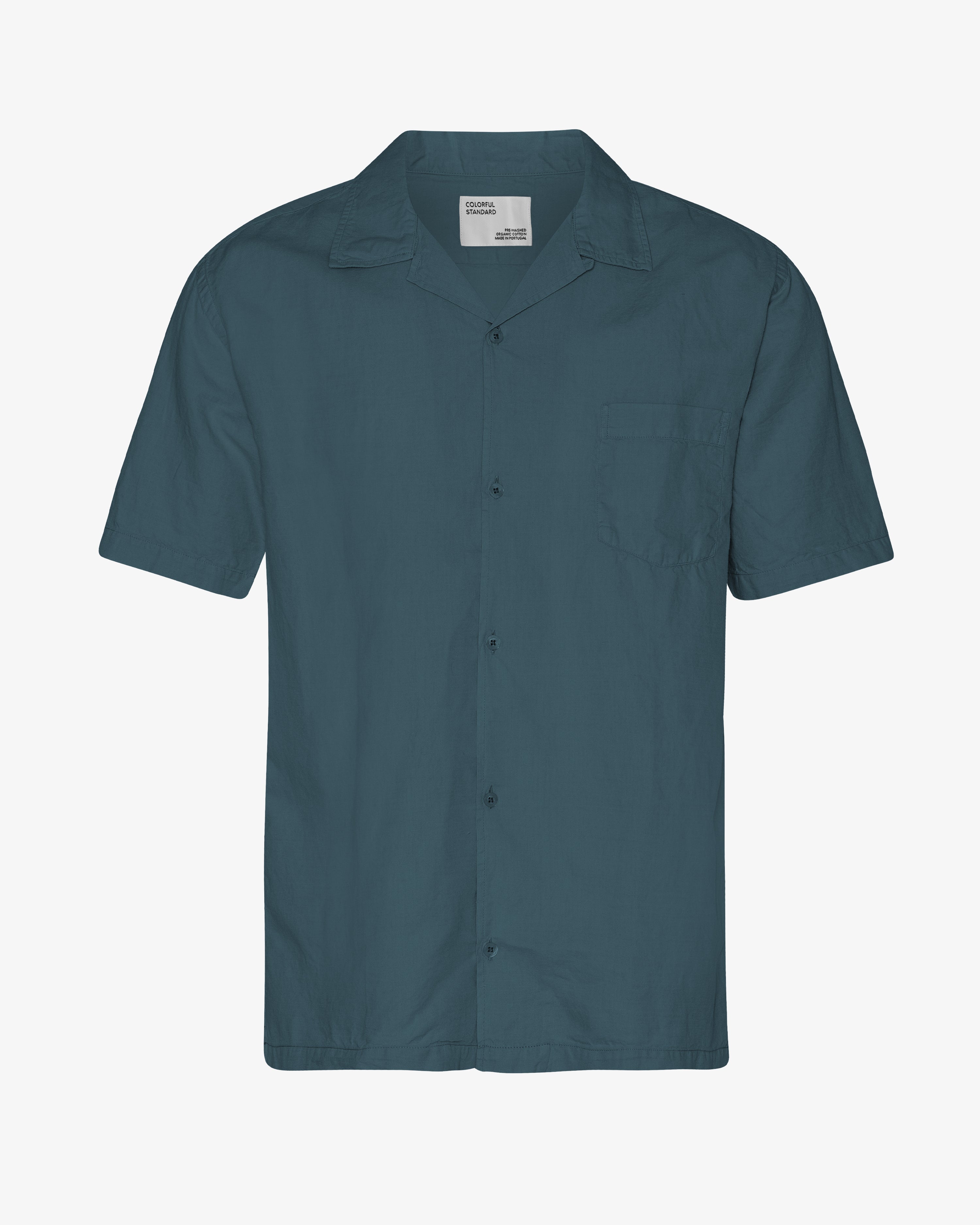 Linen Short Sleeved Shirt - Petrol Blue