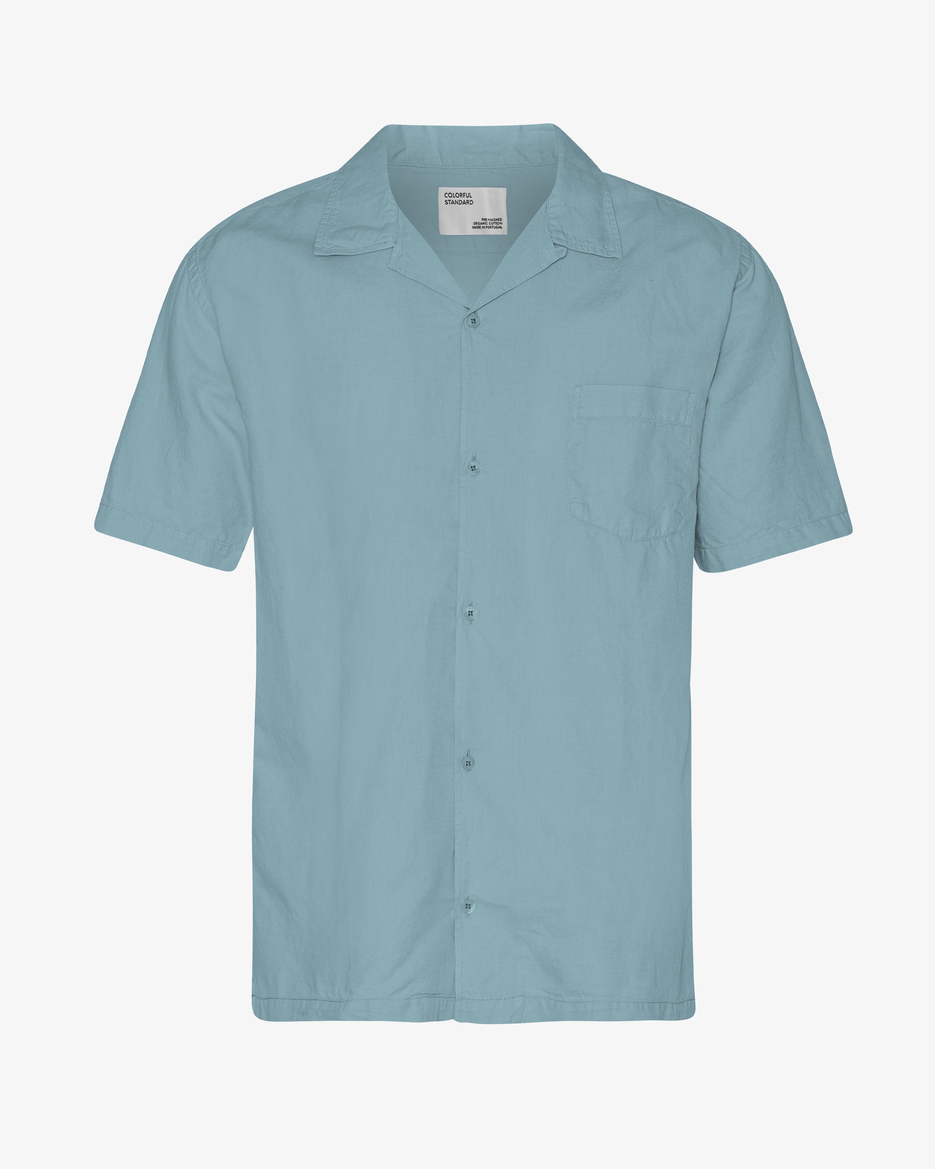 Linen Short Sleeved Shirt - Steel Blue