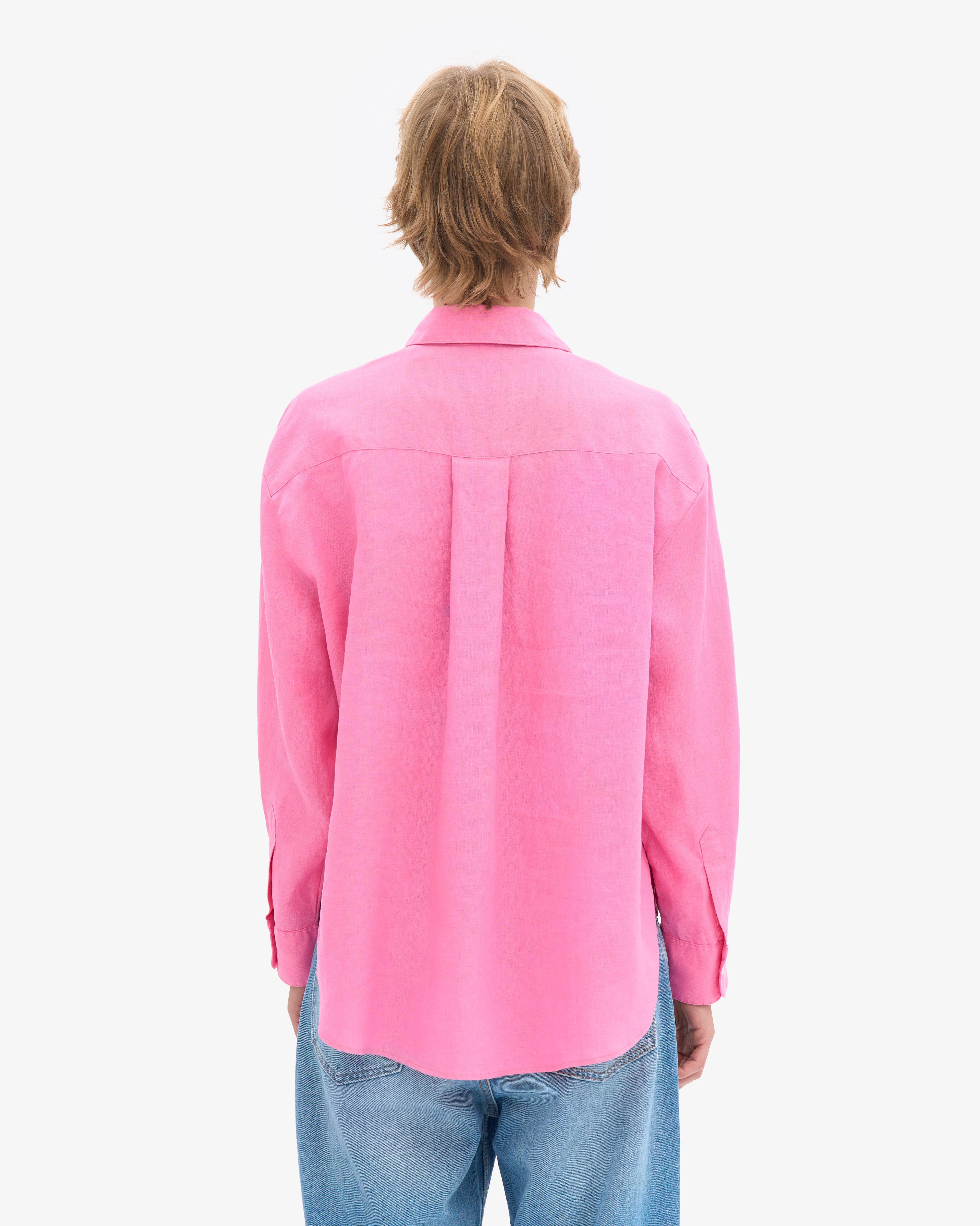 Linen Oversized Shirt - Bubblegum Pink