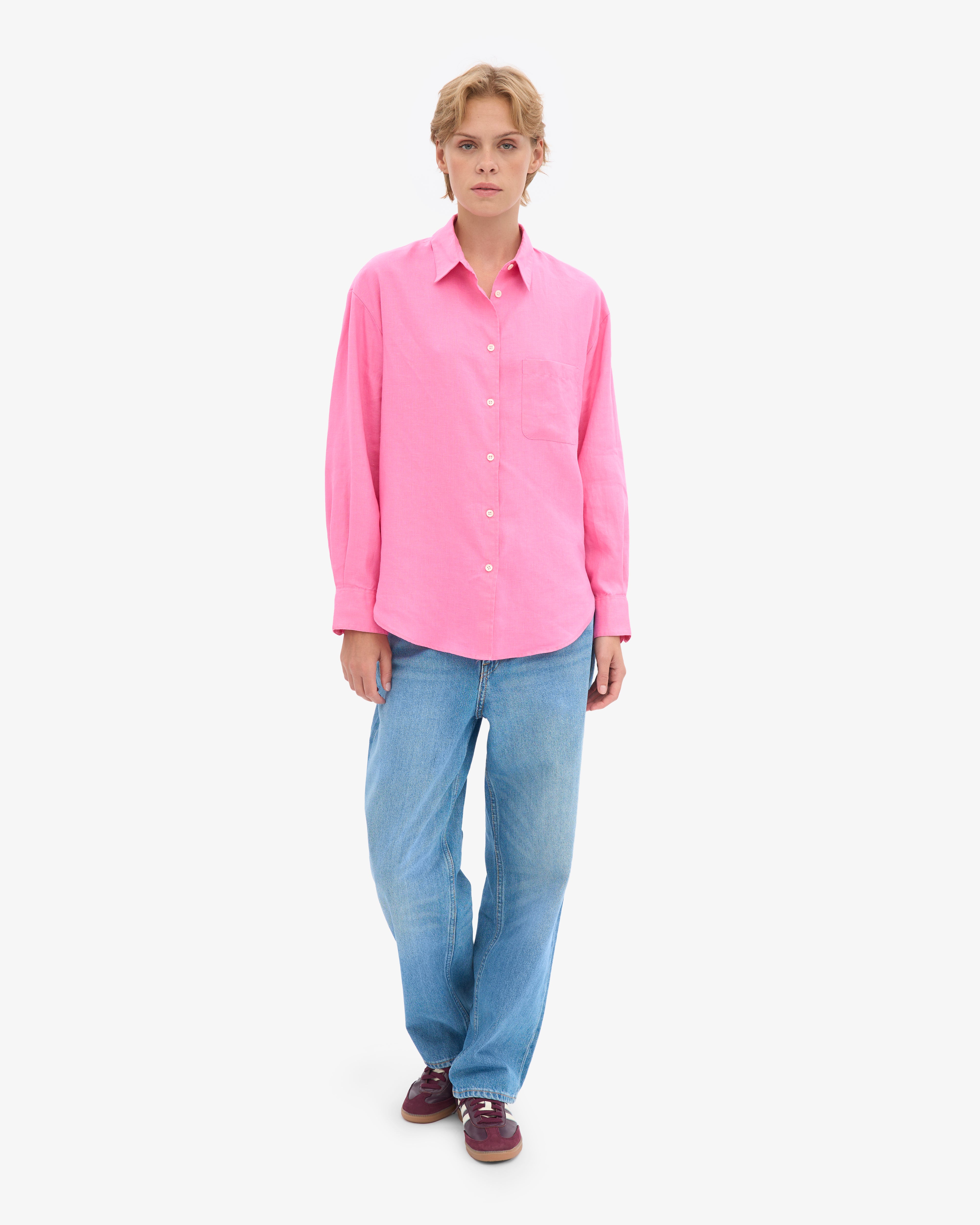 Linen Oversized Shirt - Bubblegum Pink