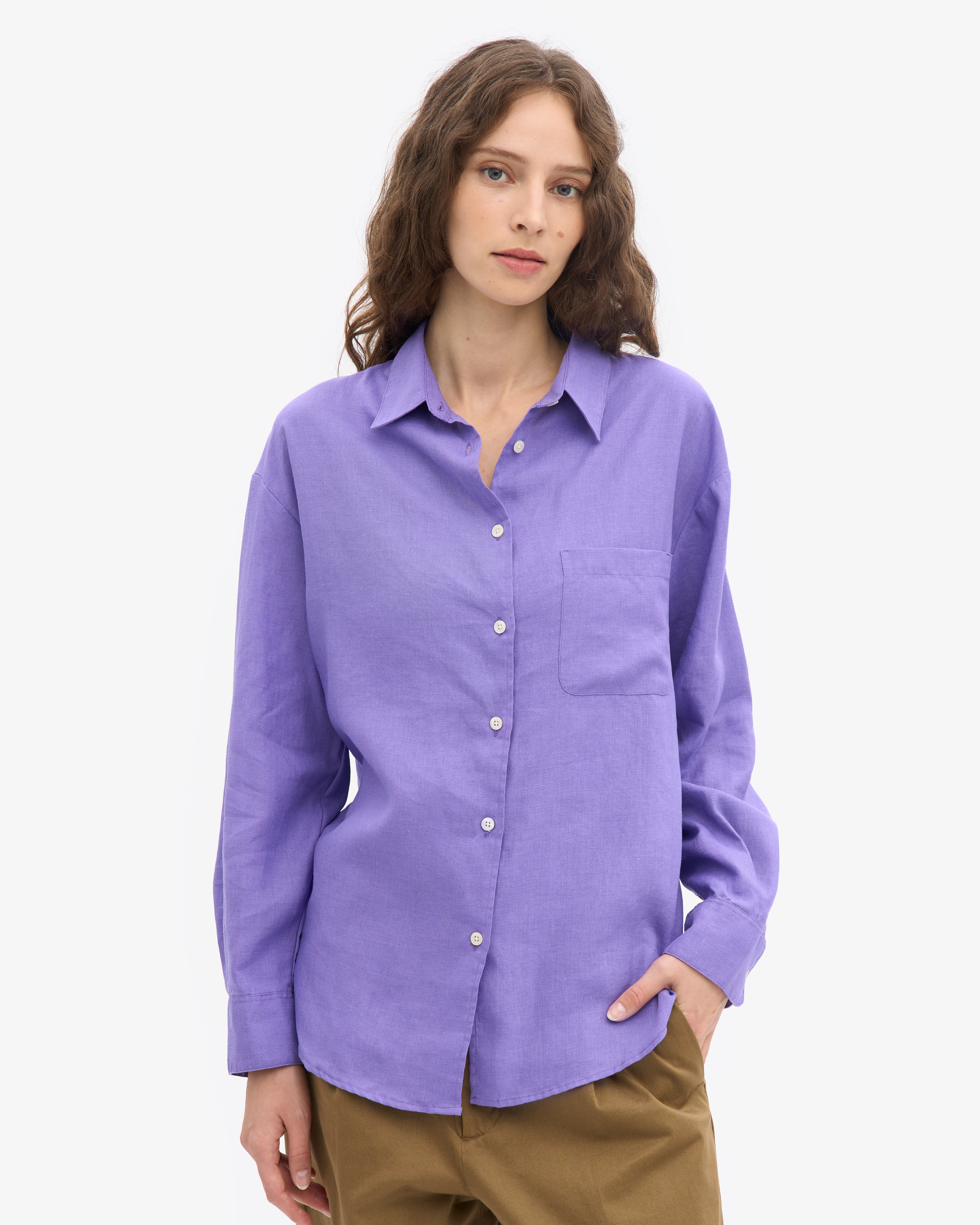 Linen Oversized Shirt - Ultra Violet