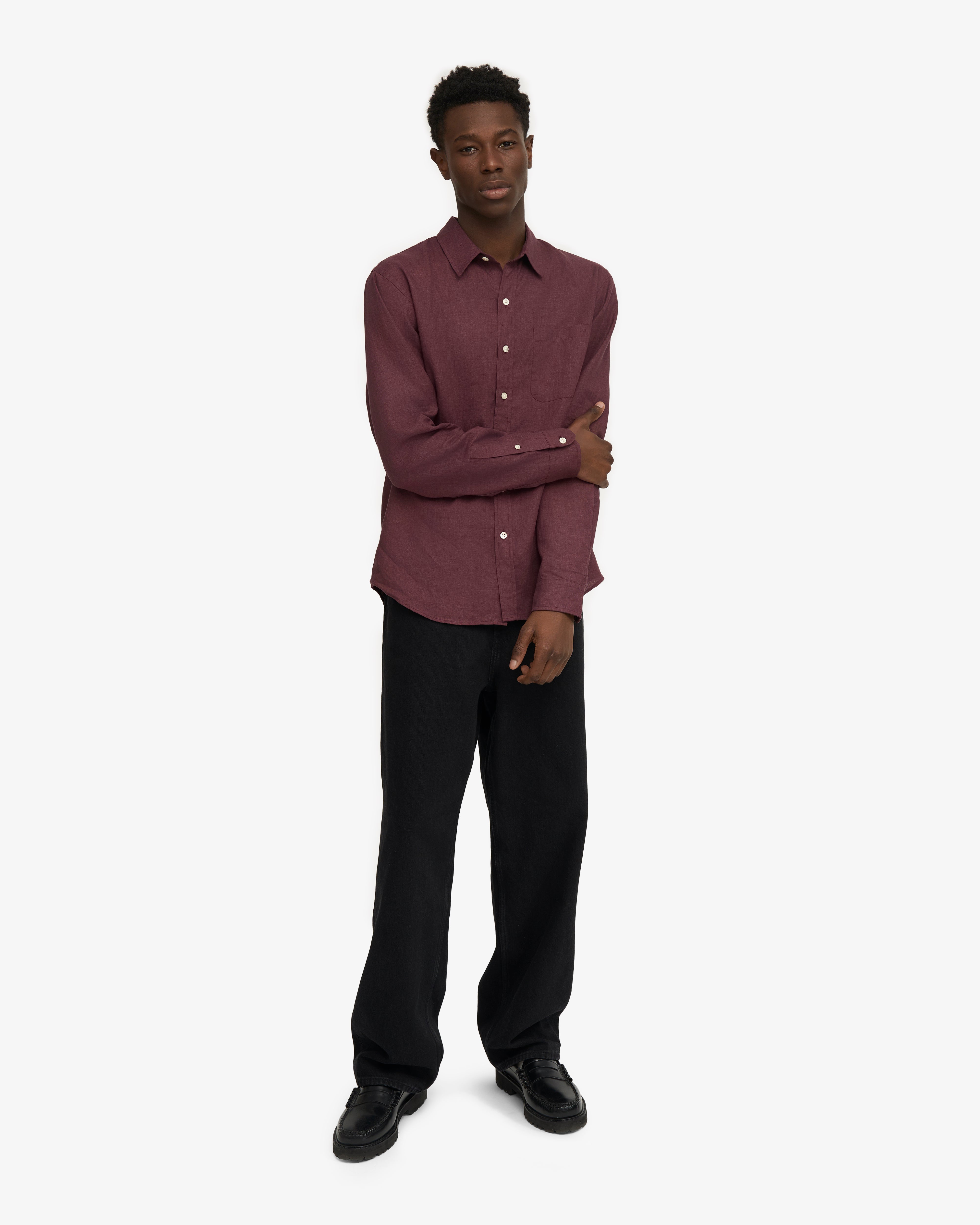 Linen Shirt - Oxblood Red - Male - 2XL Linen Shirt - Oxblood Red - Male - 2XL