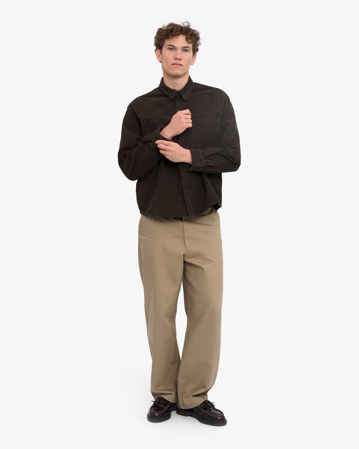 Organic Corduroy Boxy Overshirt - Coffee Brown