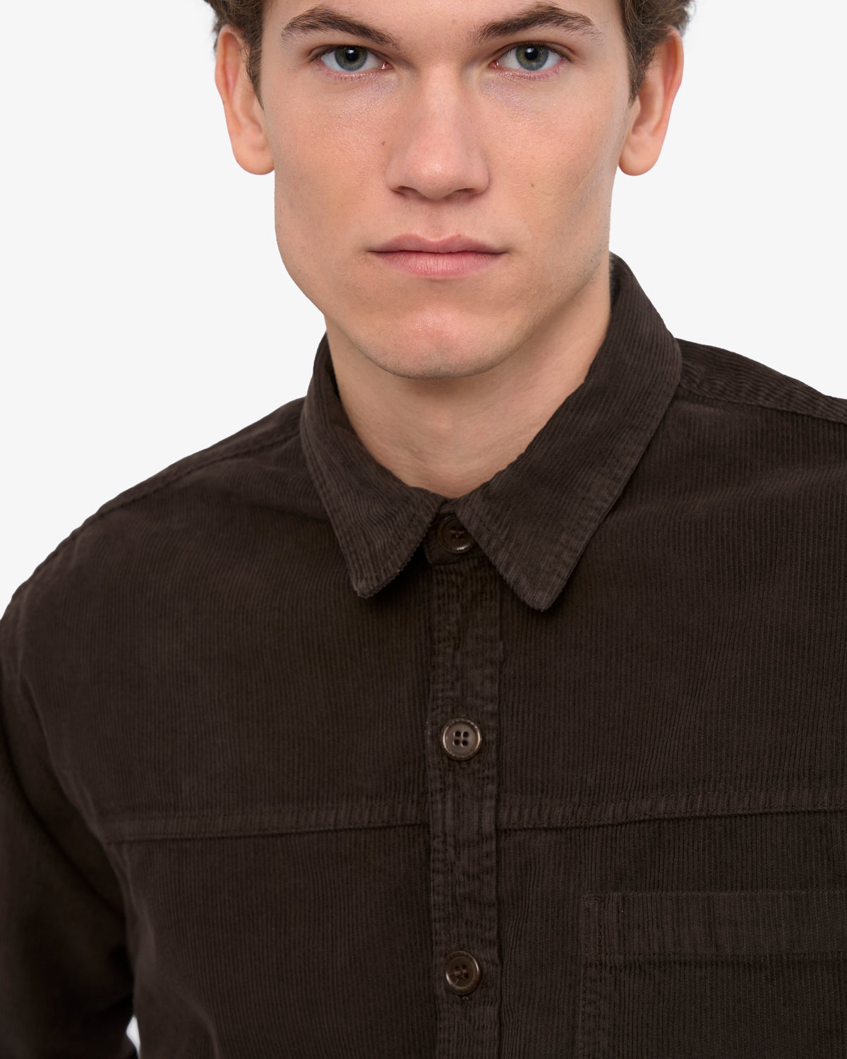 Organic Corduroy Boxy Overshirt - Coffee Brown