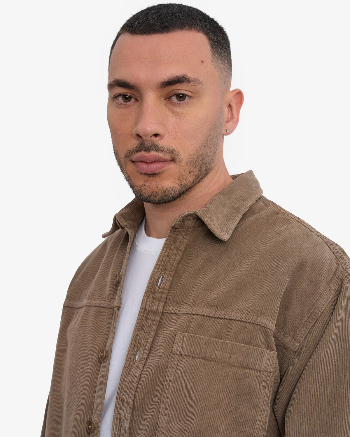 Organic Corduroy Boxy Overshirt - Faded Khaki