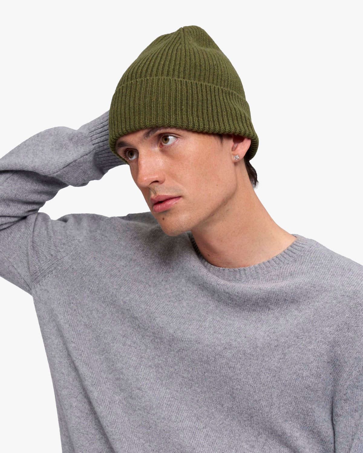 Cashmere Beanie - Basil Green