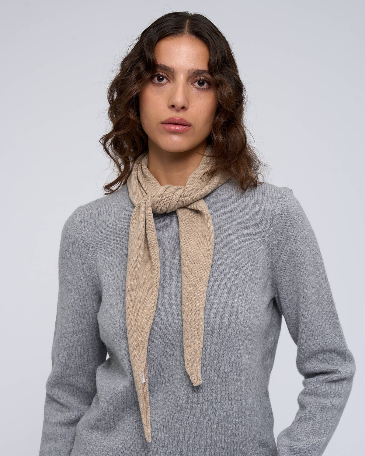 Cashmere Triangle Scarf - Bamboo Beige
