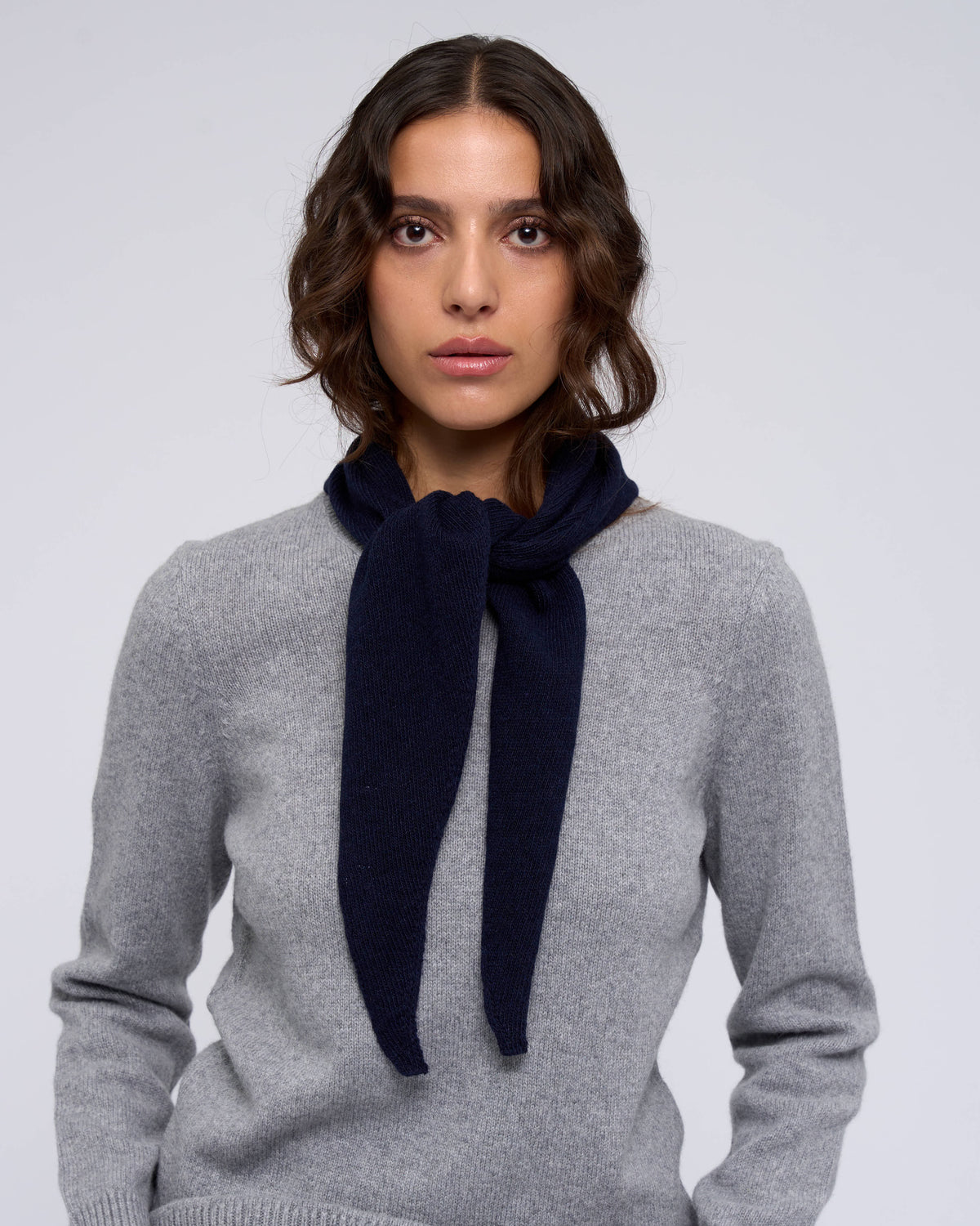 Cashmere Triangle Scarf - Navy Blue