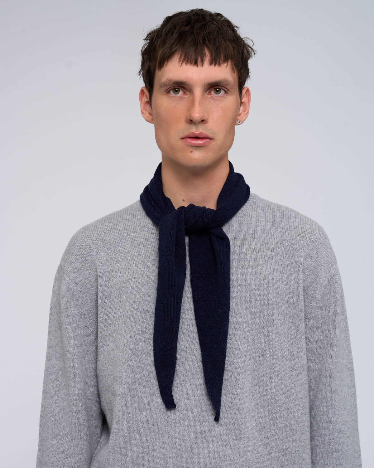 Cashmere Triangle Scarf - Navy Blue